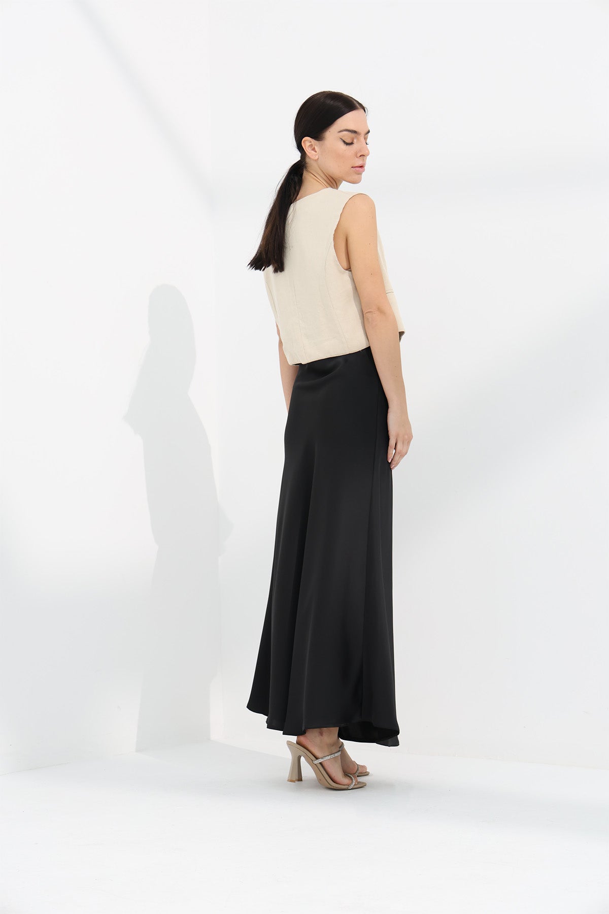 Maxi Slip Skirt in Black Color