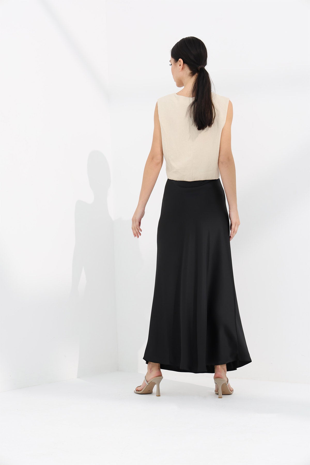 Maxi Slip Skirt in Black Color