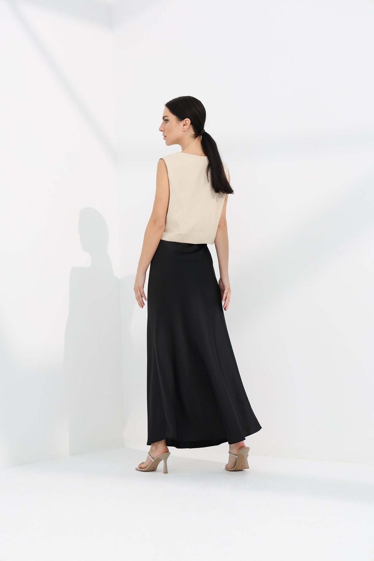 Maxi Slip Skirt in Black Color