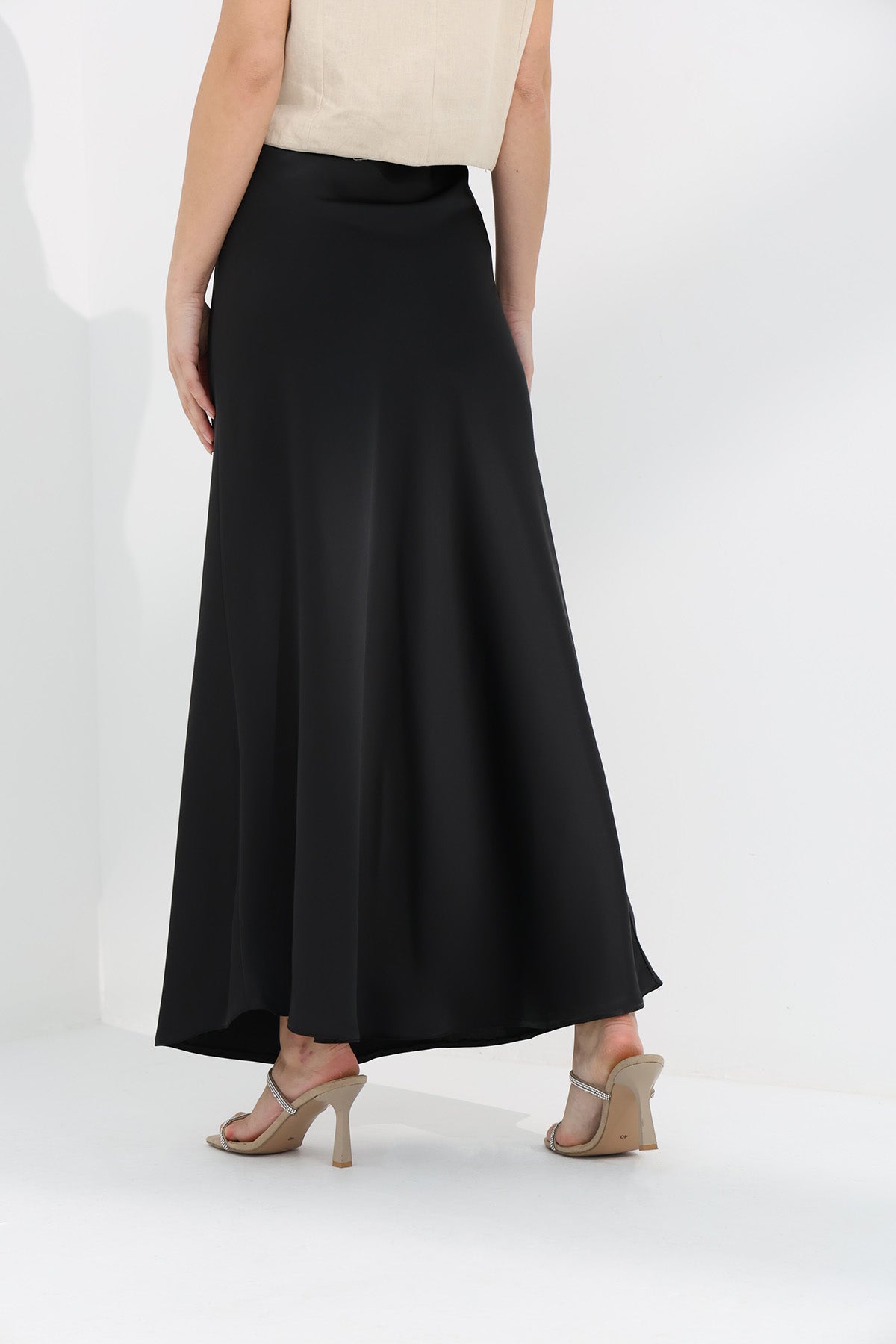 Maxi Slip Skirt in Black Color