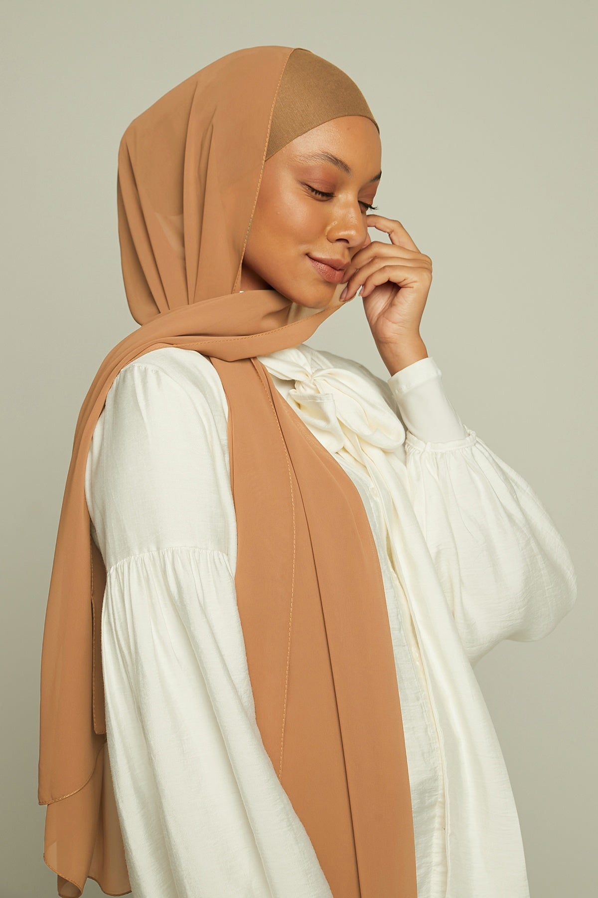 Chiffon Hijab in Dark Peach   Color