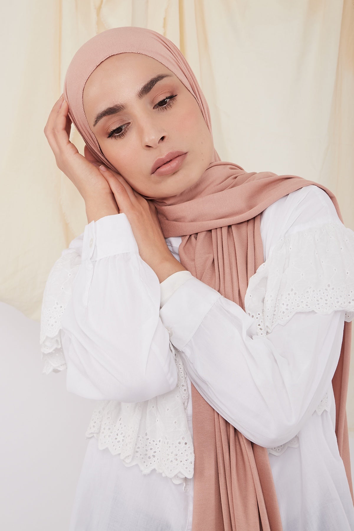 Jersey Hijab in Peach Color