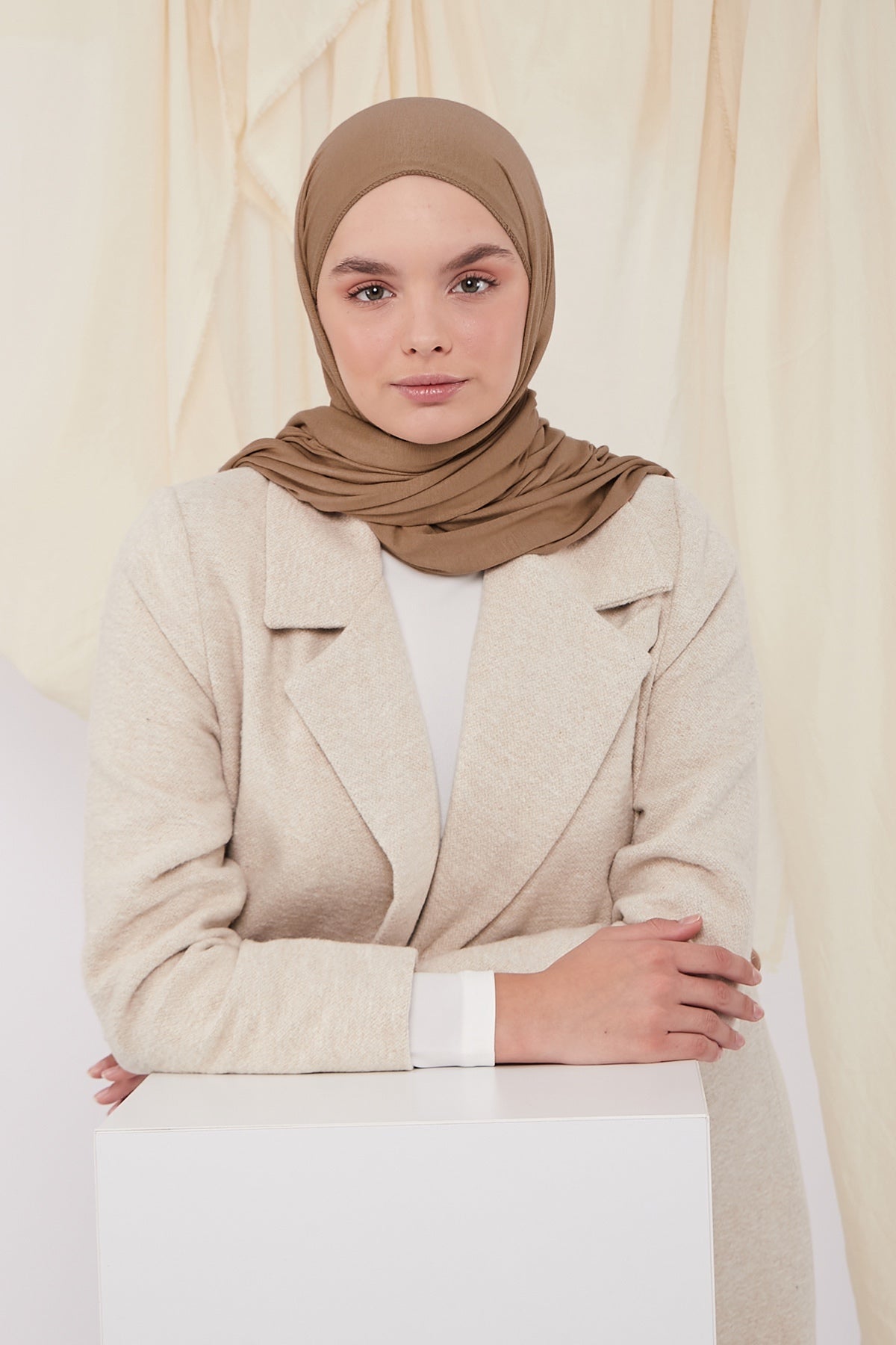 Jersey Hijab in Pale Brown Color