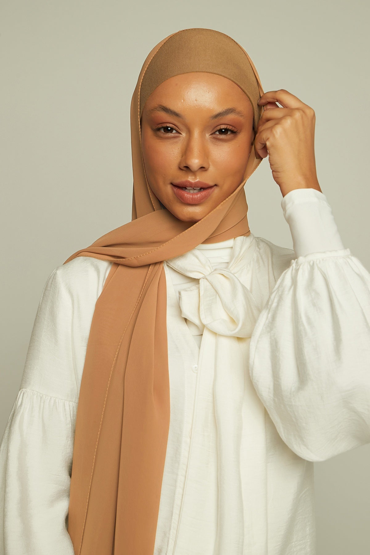 Chiffon Hijab in Dark Peach   Color