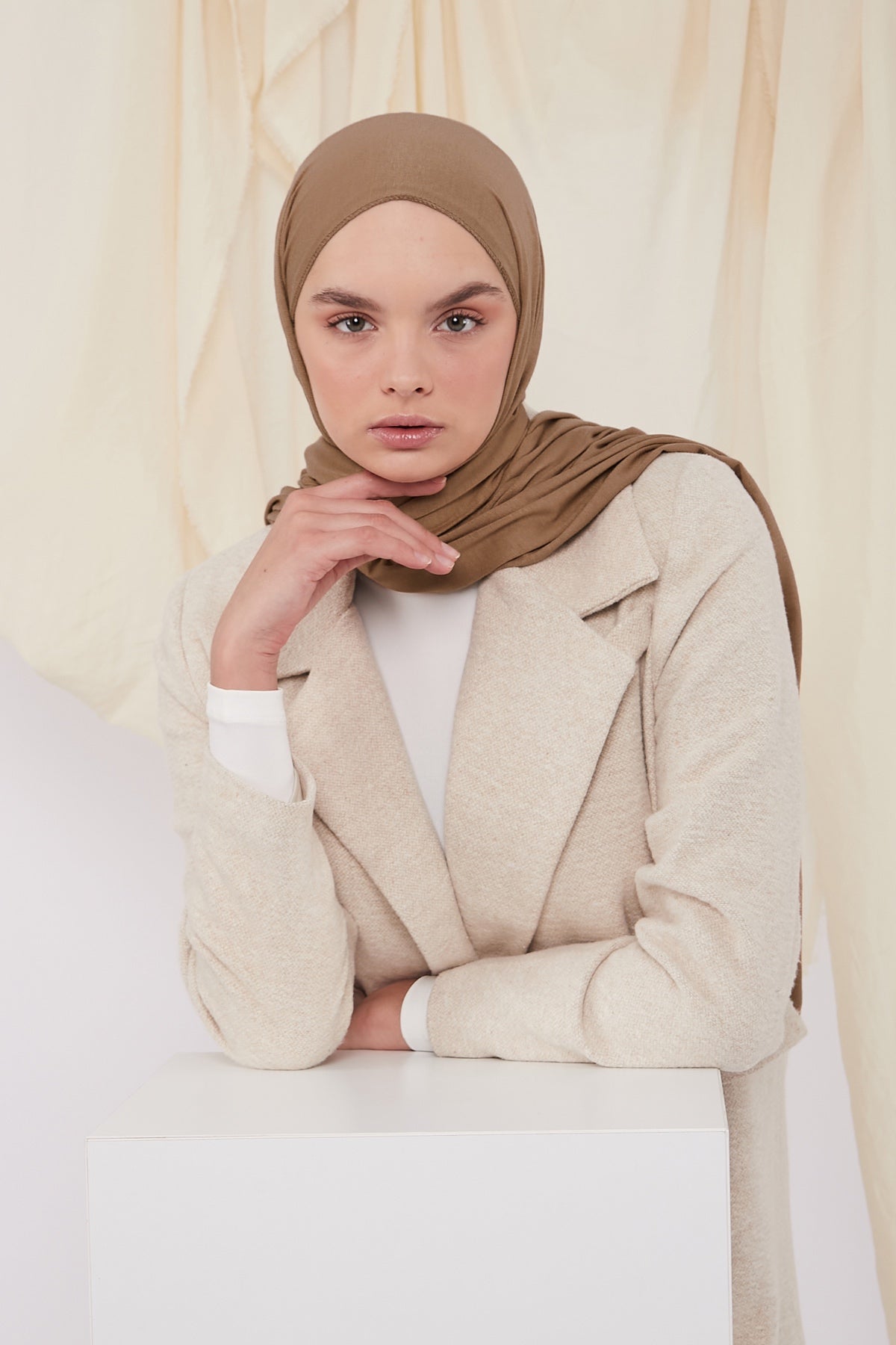 Jersey Hijab in Pale Brown Color