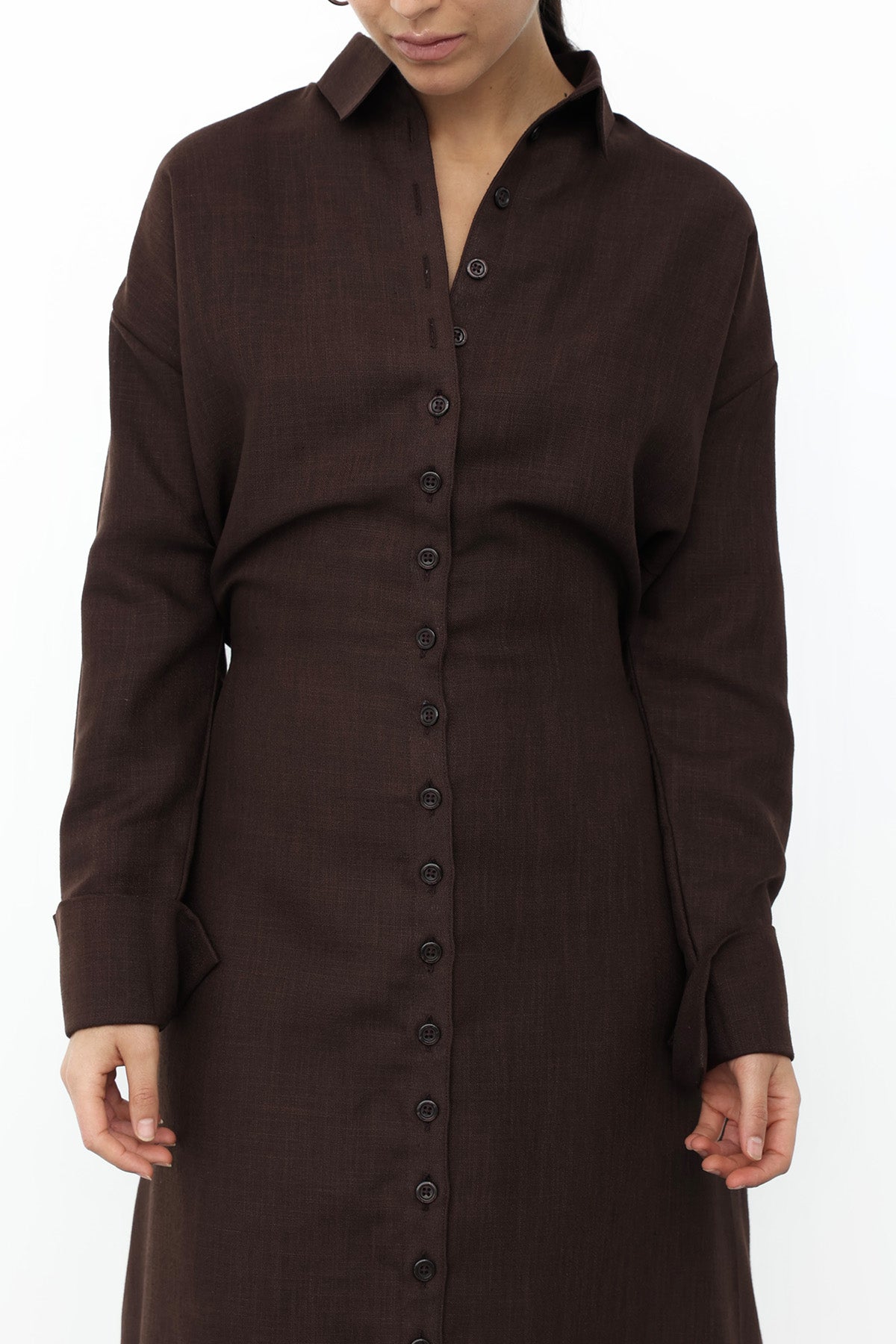 Linen Dress Brown Color 