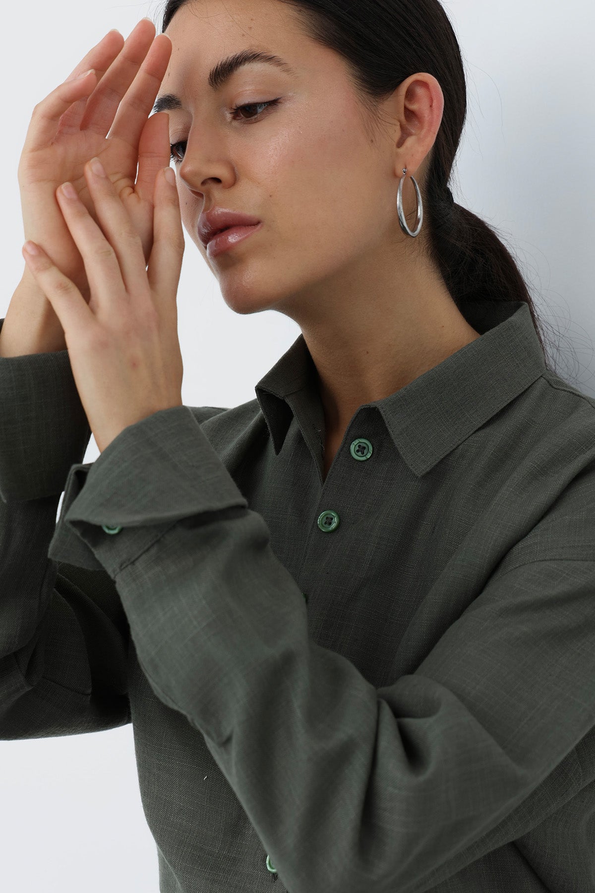 Linen Dress in Olive color