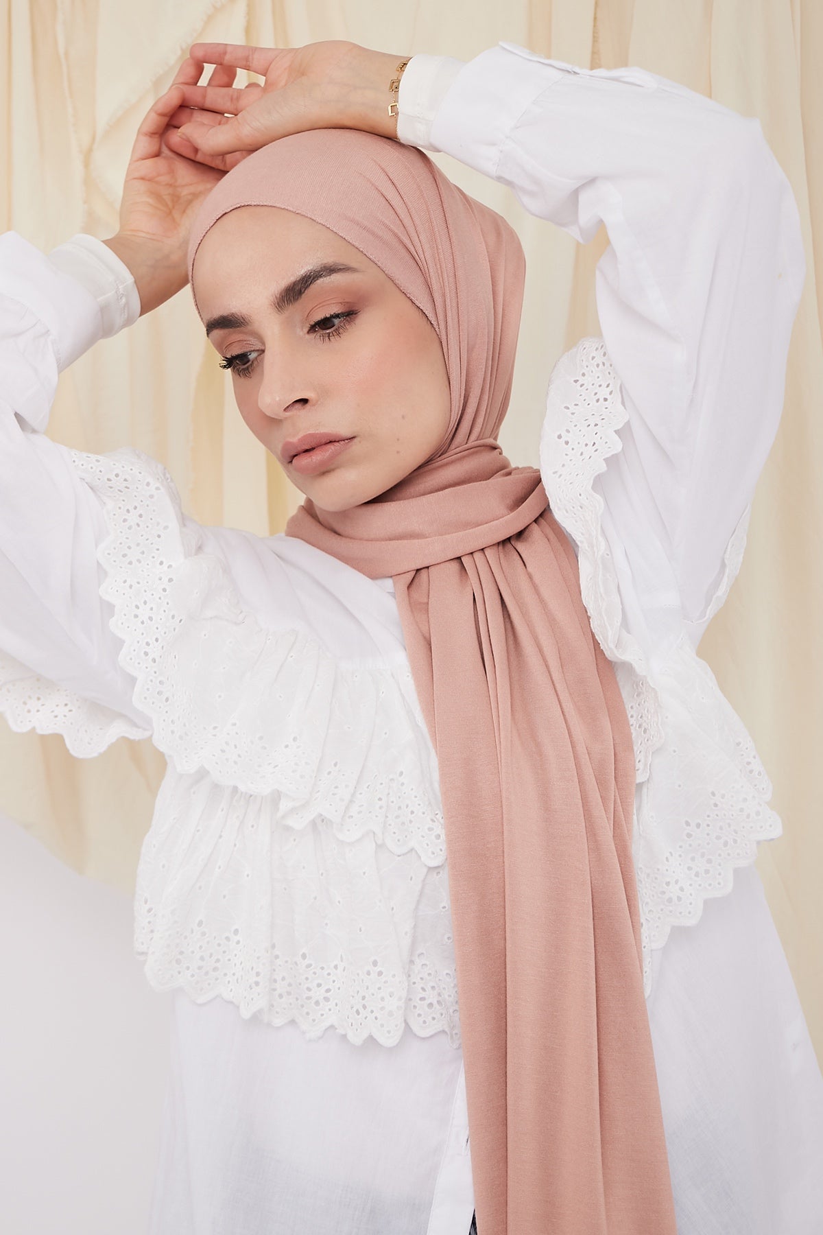 Jersey Hijab in Peach Color