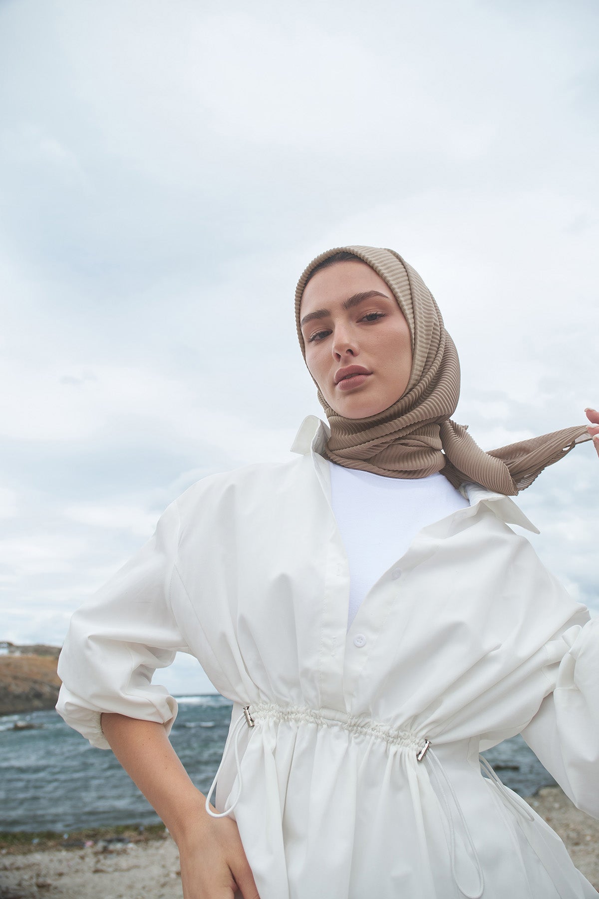 Pleated Chiffon in Silk color