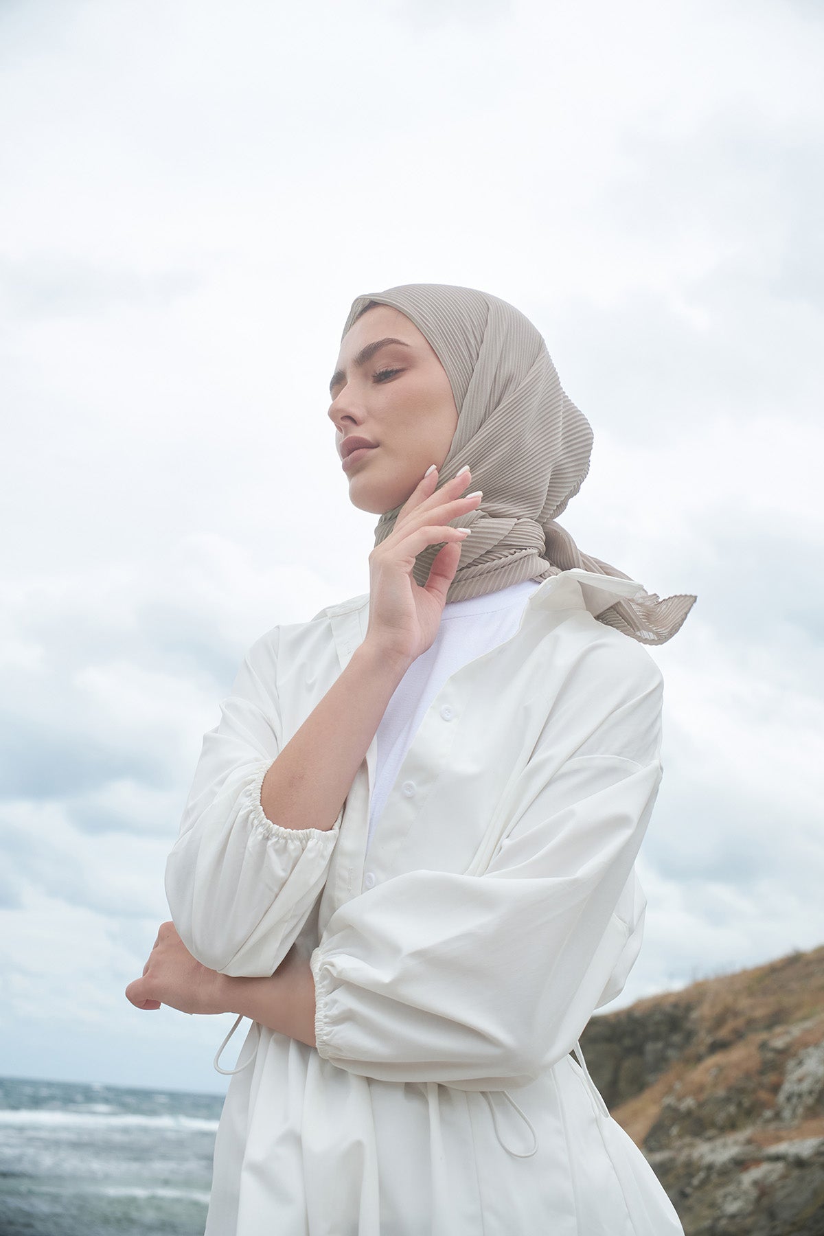 Pleated Chiffon Scarf - Iron