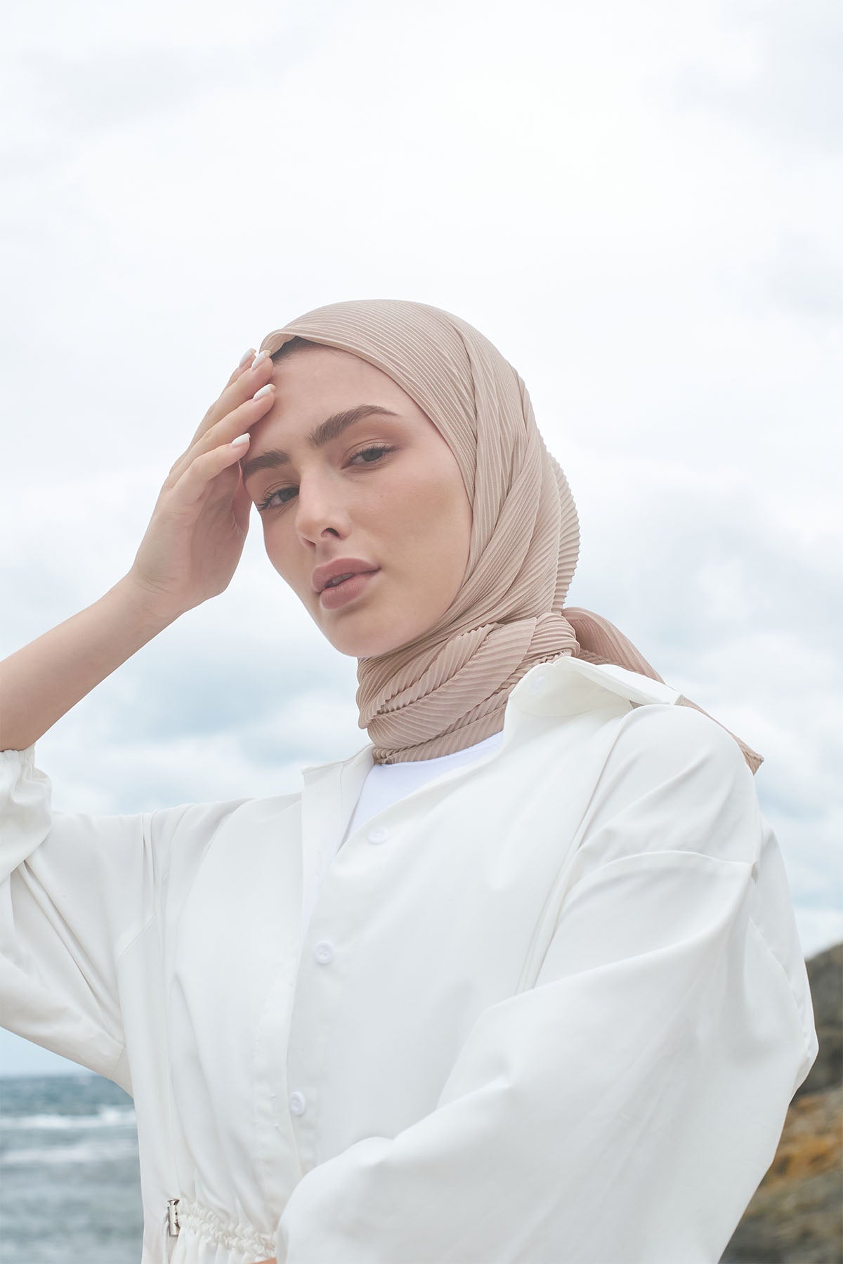 Pleated Chiffon Scarf in Rodeo Dust Color