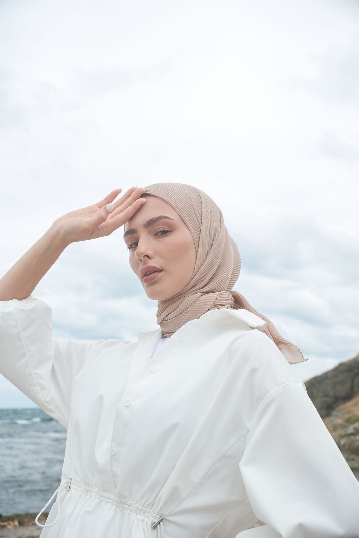 Pleated Chiffon Scarf in Rodeo Dust Color