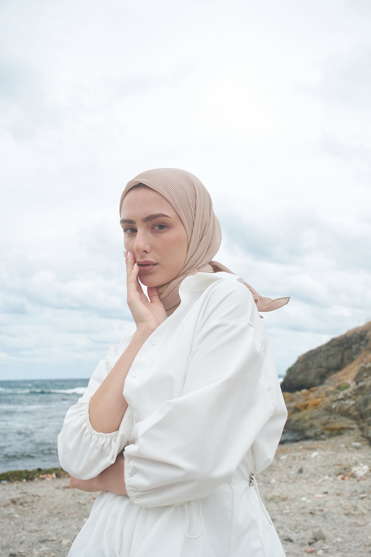 Pleated Chiffon Scarf in Rodeo Dust Color