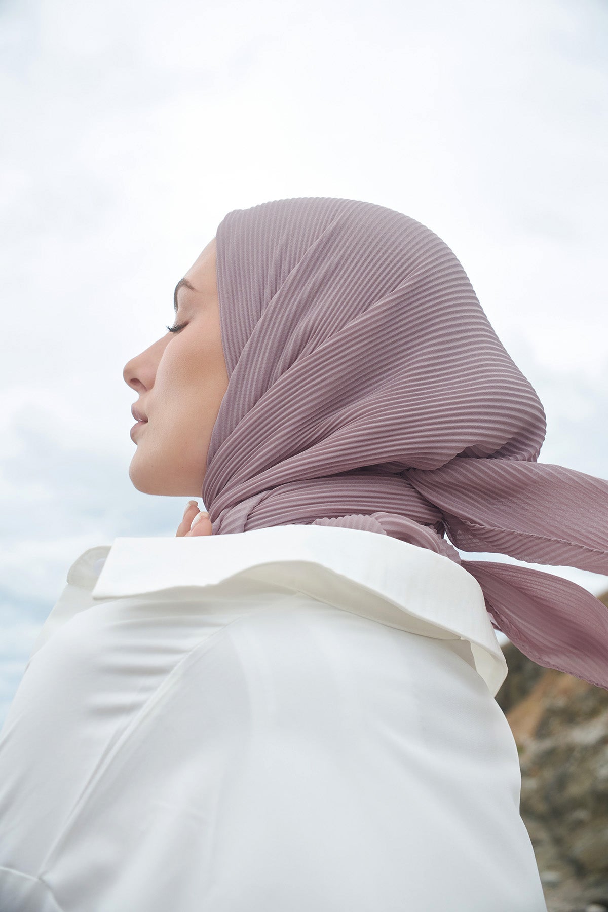 Pleated Chiffon Scarf in Lily color