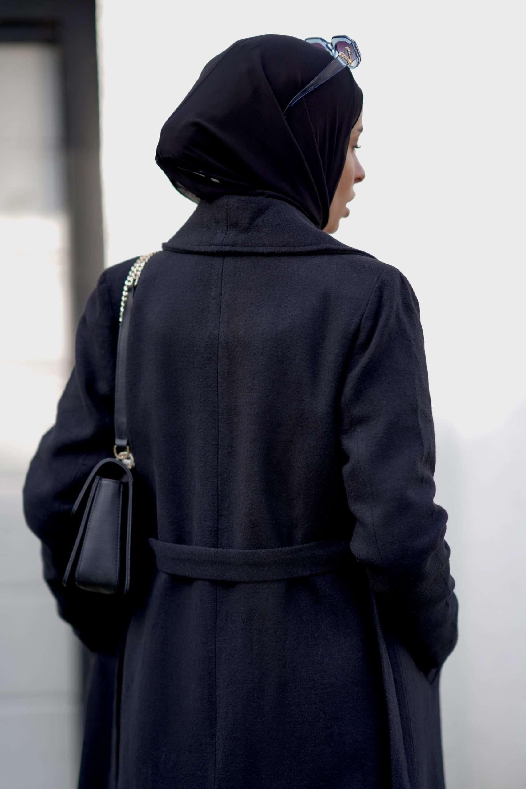 Long Belted Coat in Black Color