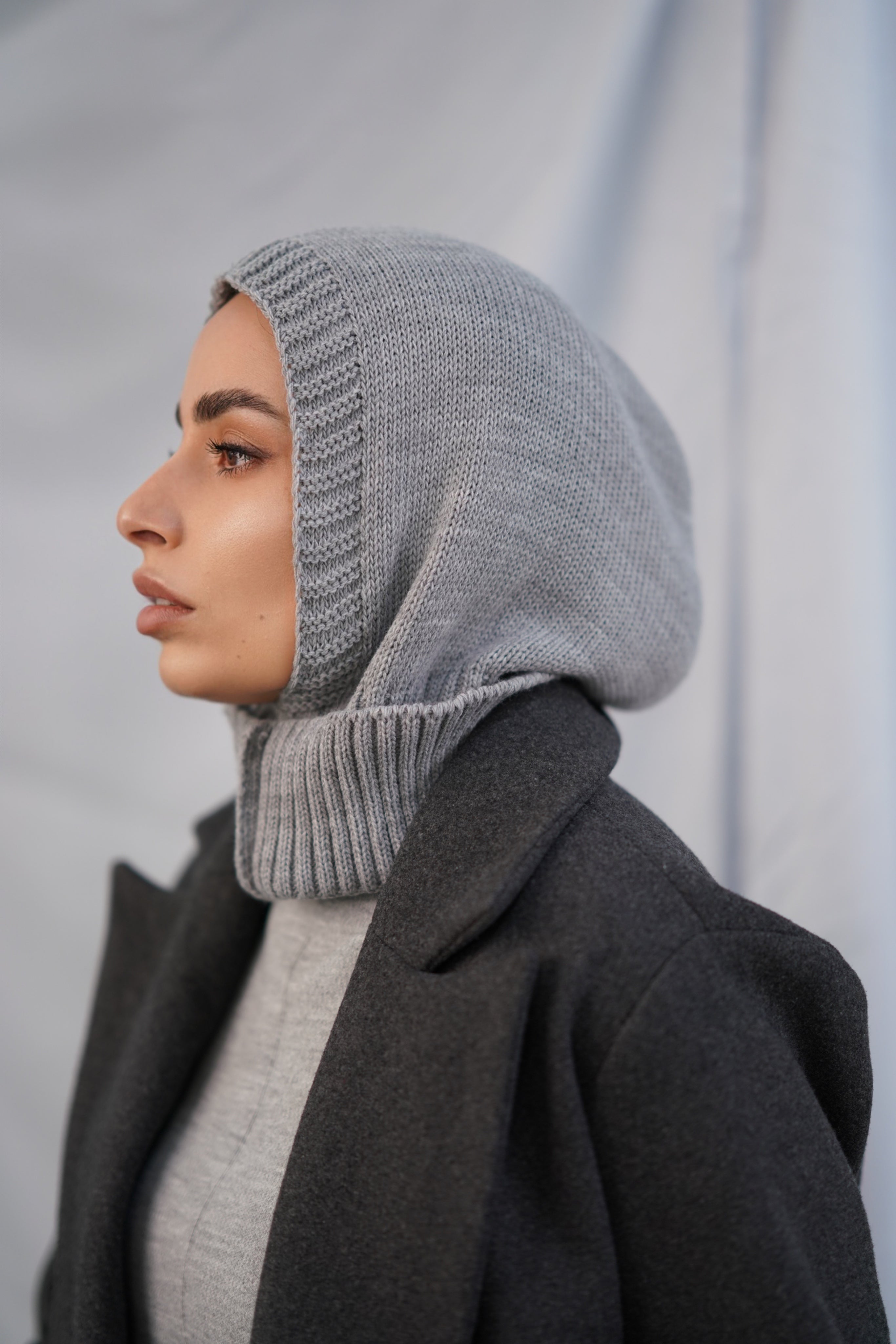 Balaclava Hijab in Gray Color