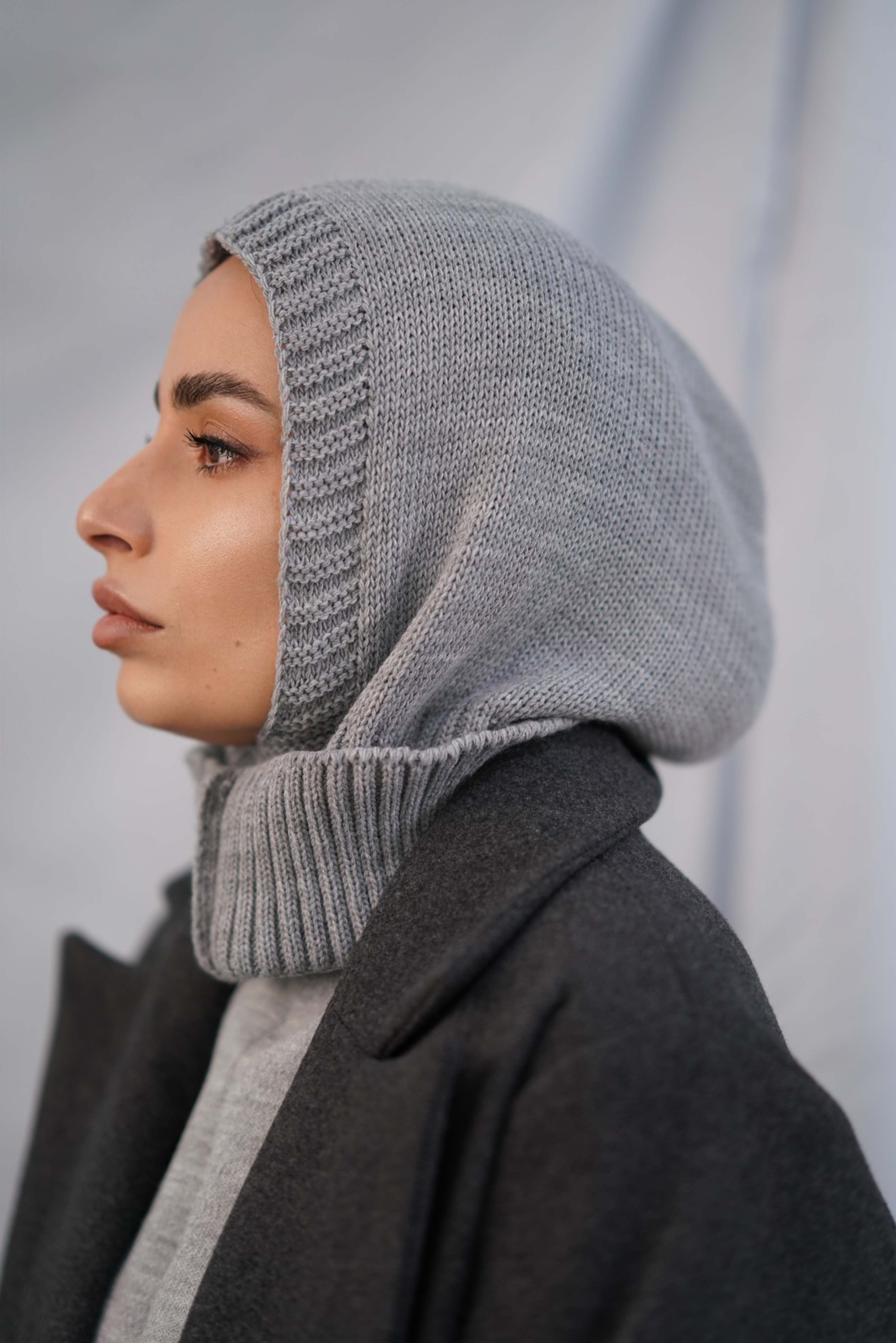 Balaclava Hijab in Gray Color