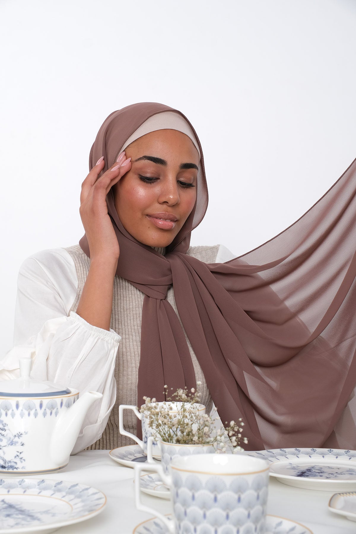 Chiffon Hijab in Roman Coffee Color