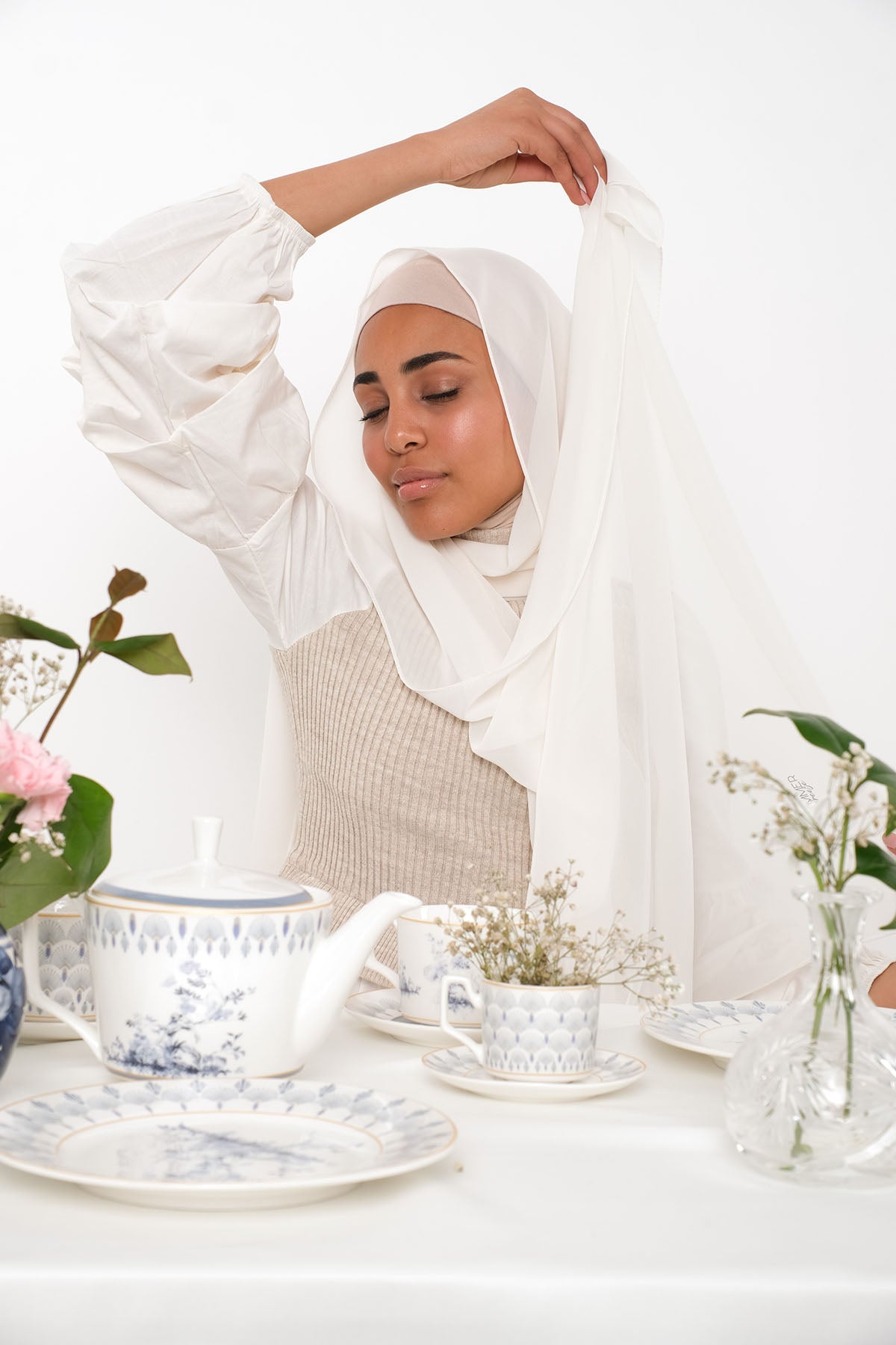 Chiffon Hijab in Soft Peach Color