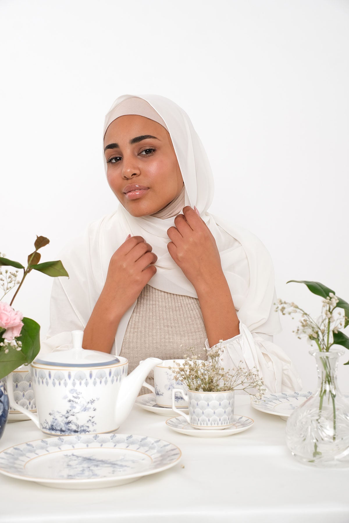 Chiffon Hijab in Soft Peach Color