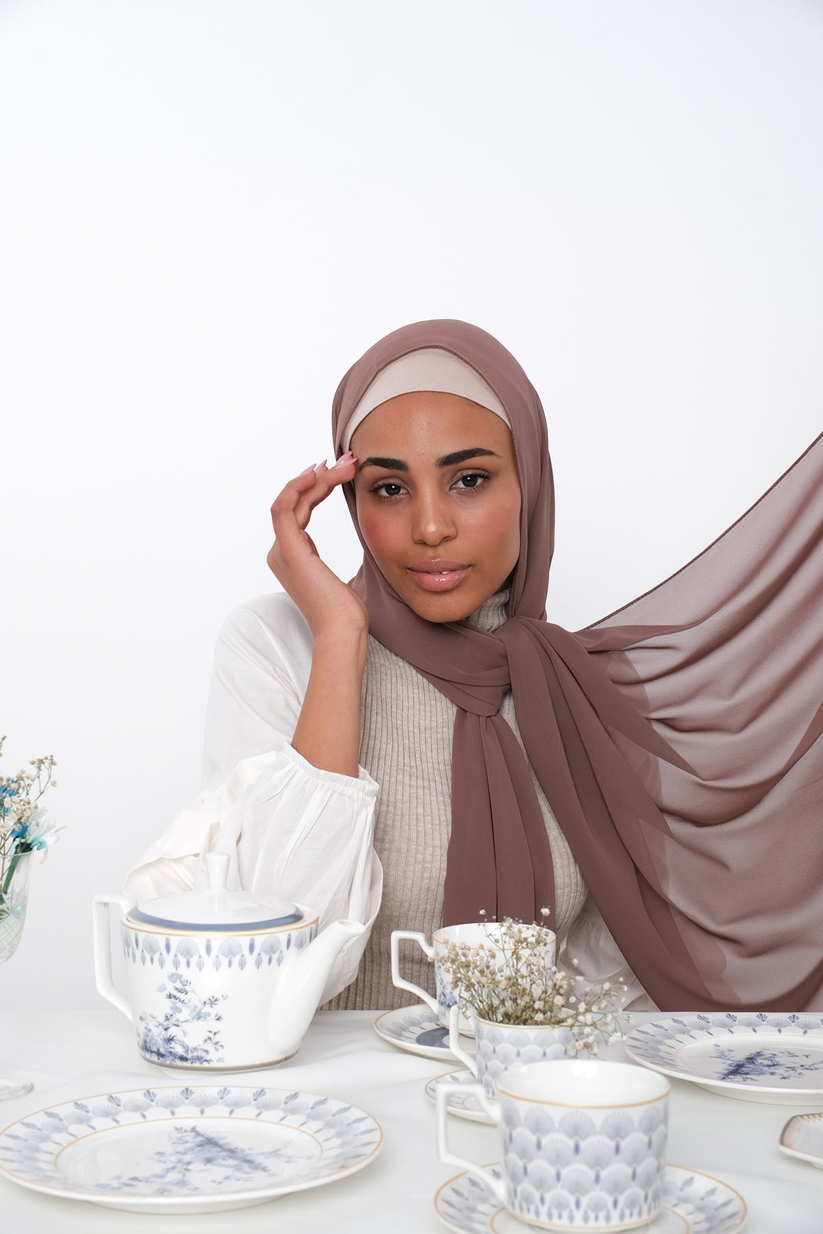 Chiffon Hijab in Roman Coffee Color