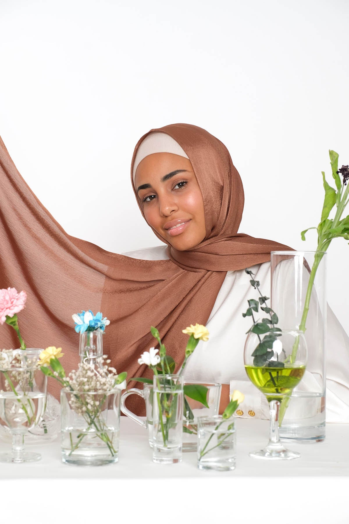 Satin Crepe Hijab in Cocoa Color