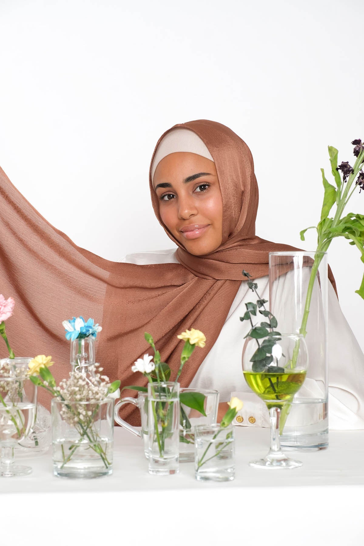 Satin Crepe Hijab in Cocoa Color