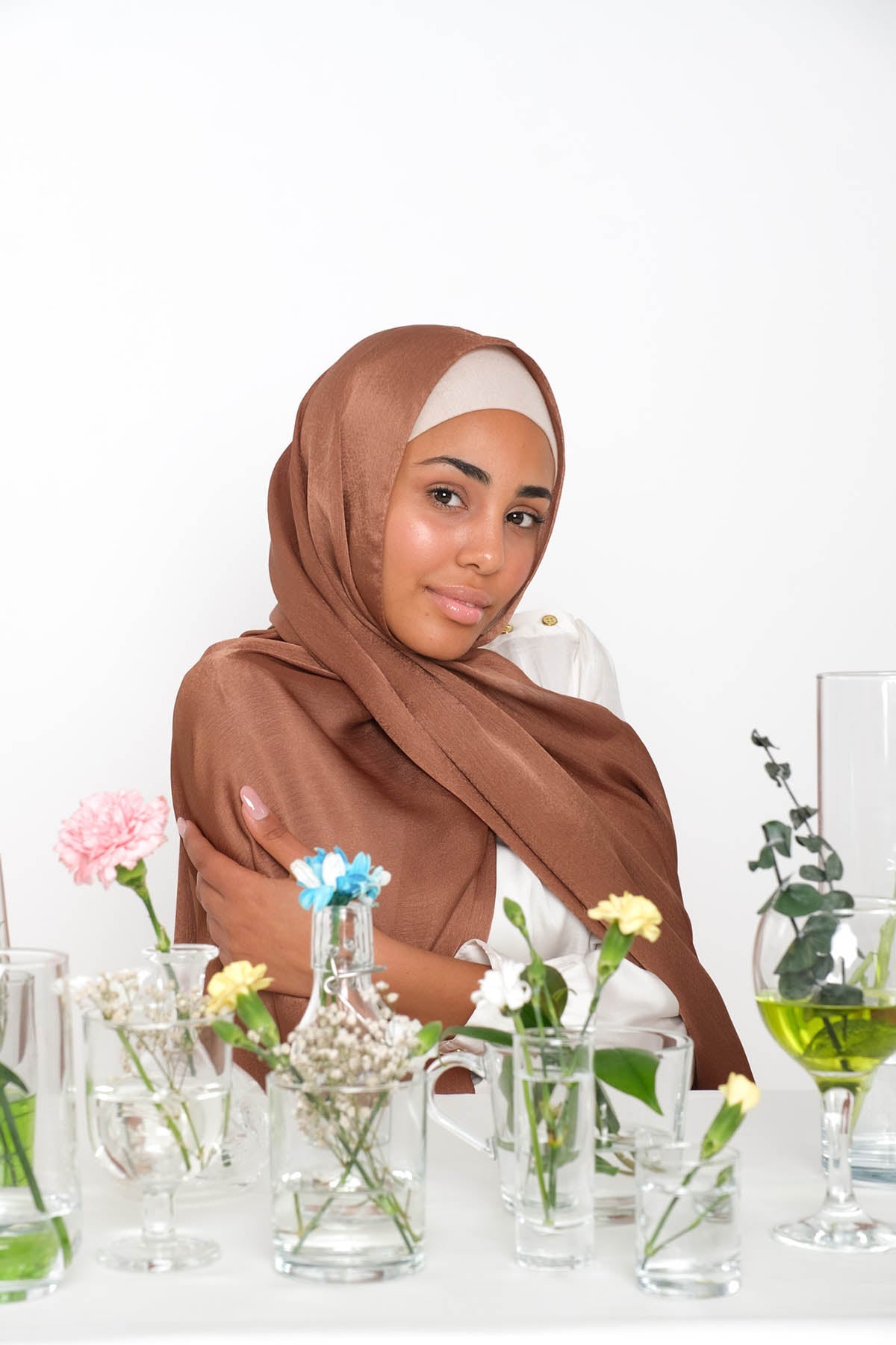 Satin Crepe Hijab in Cocoa Color