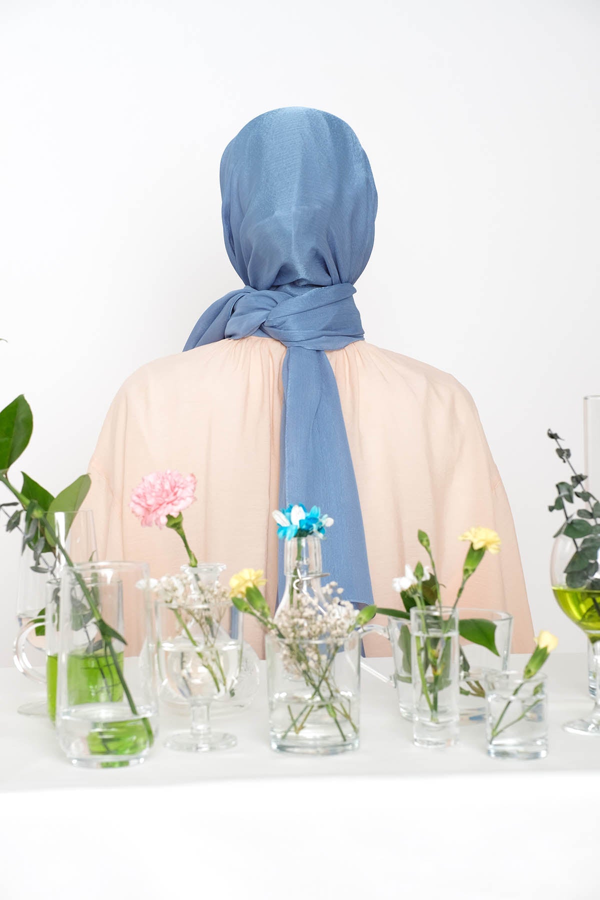 Satin Crepe Hijab in Moonstone Blue Color