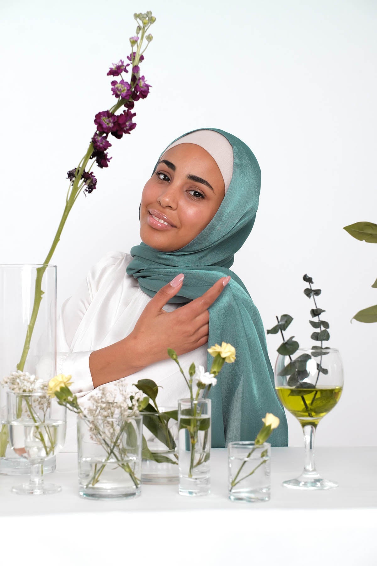 Satin Crepe Hijab in Bay Leaf Color