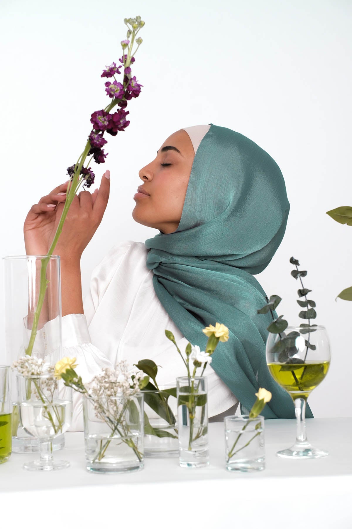 Satin Crepe Hijab in Bay Leaf Color