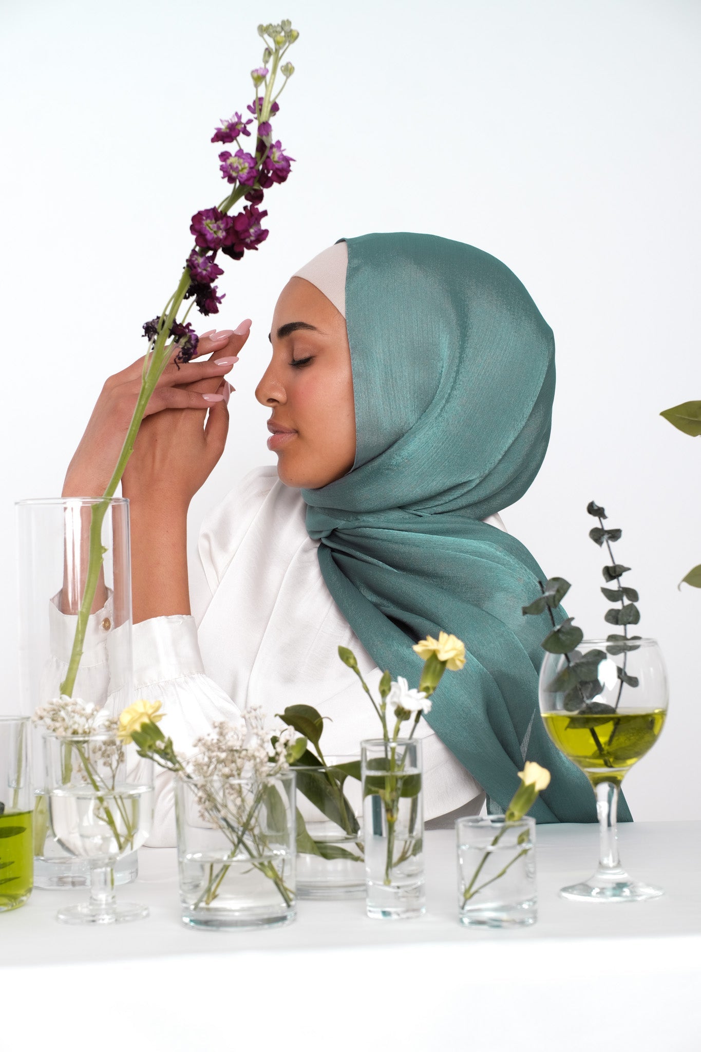 Satin Crepe Hijab in Bay Leaf Color