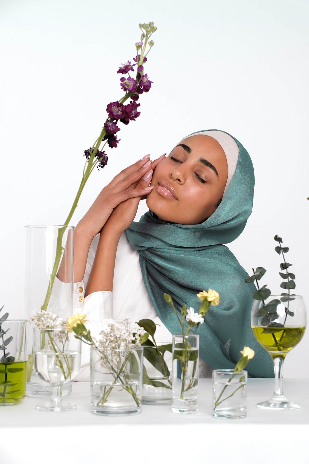 Satin Crepe Hijab in Bay Leaf Color