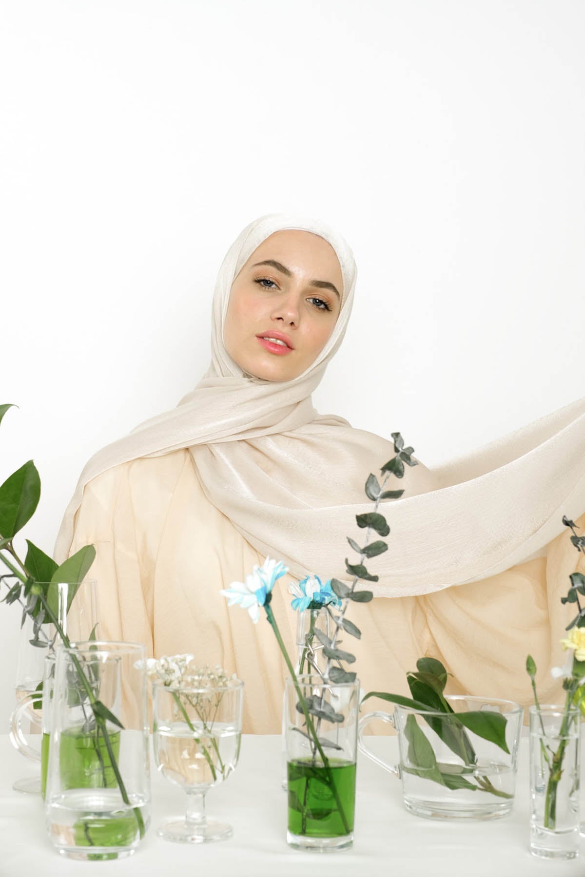 Satin Crepe Hijab in Satin Linen Color