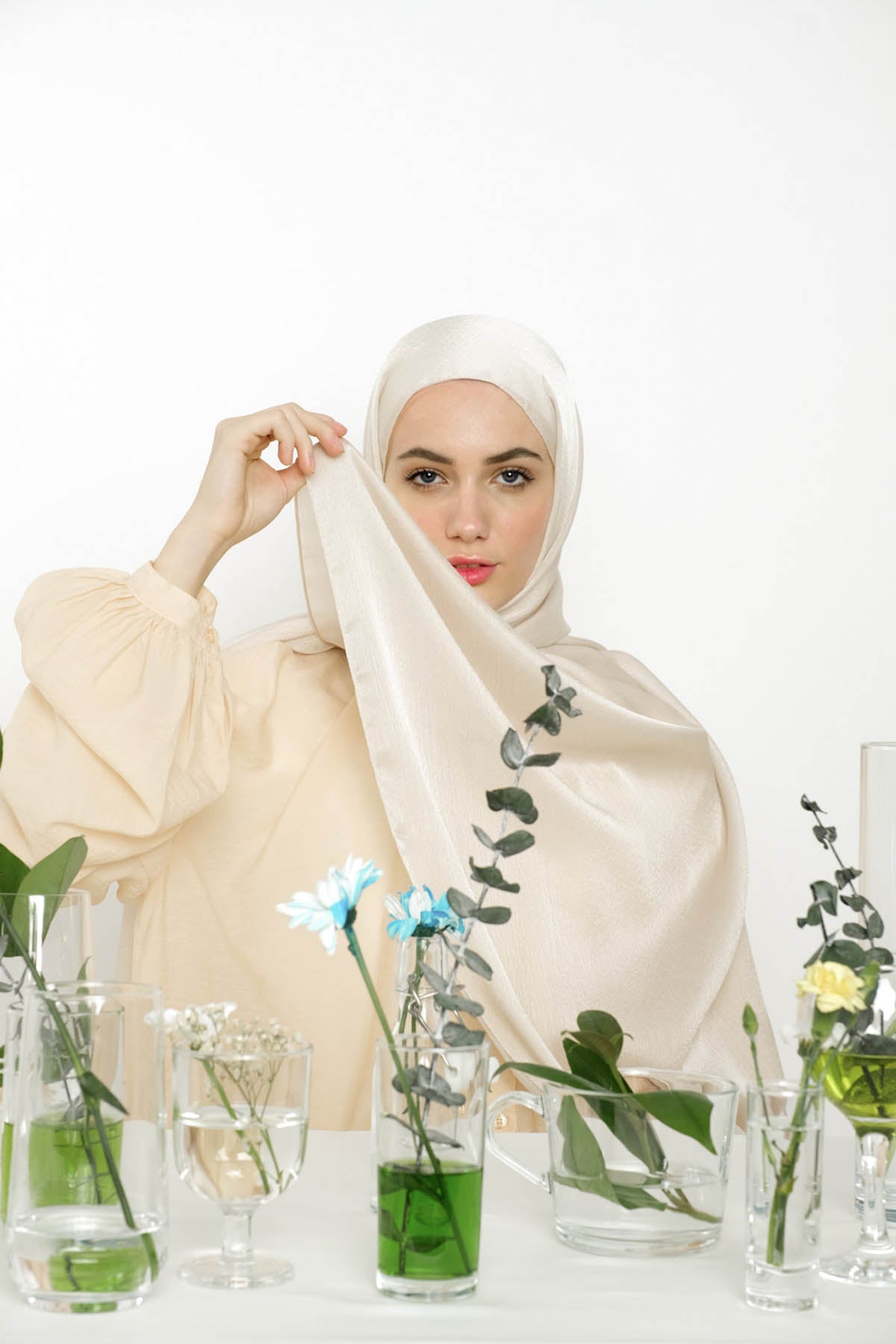 Satin Crepe Hijab in Satin Linen Color