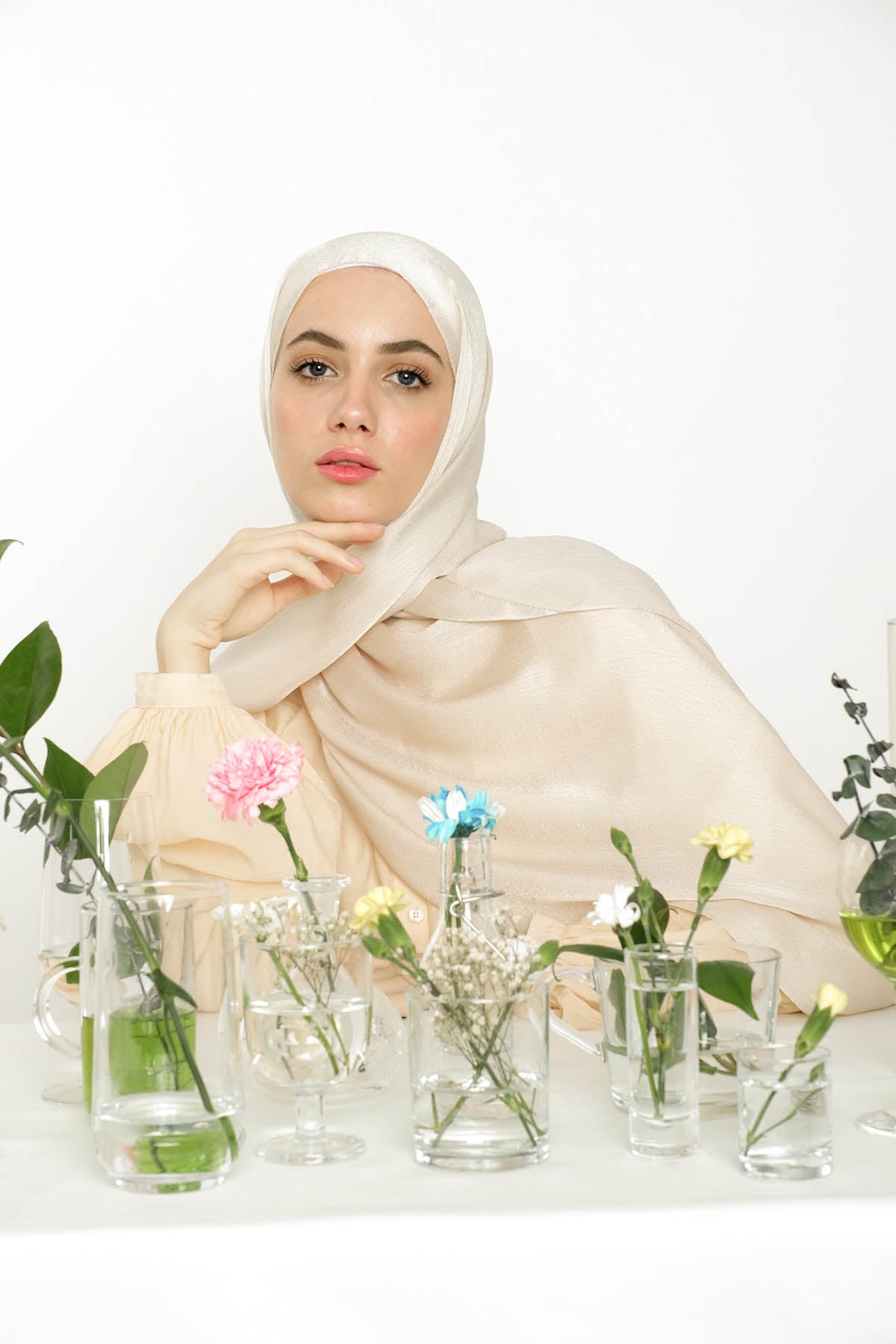 Satin Crepe Hijab in Satin Linen Color