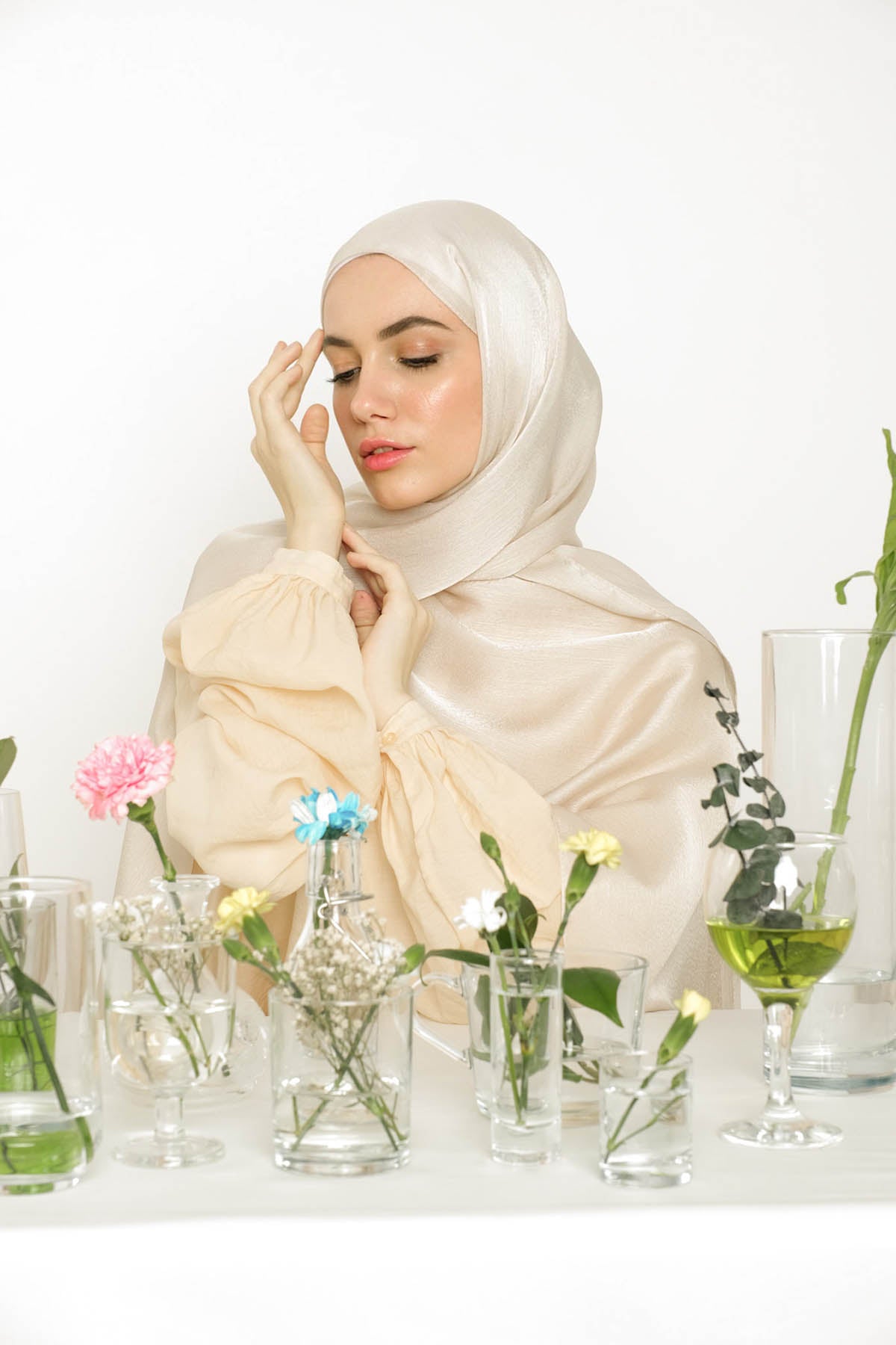 Satin Crepe Hijab in Satin Linen Color