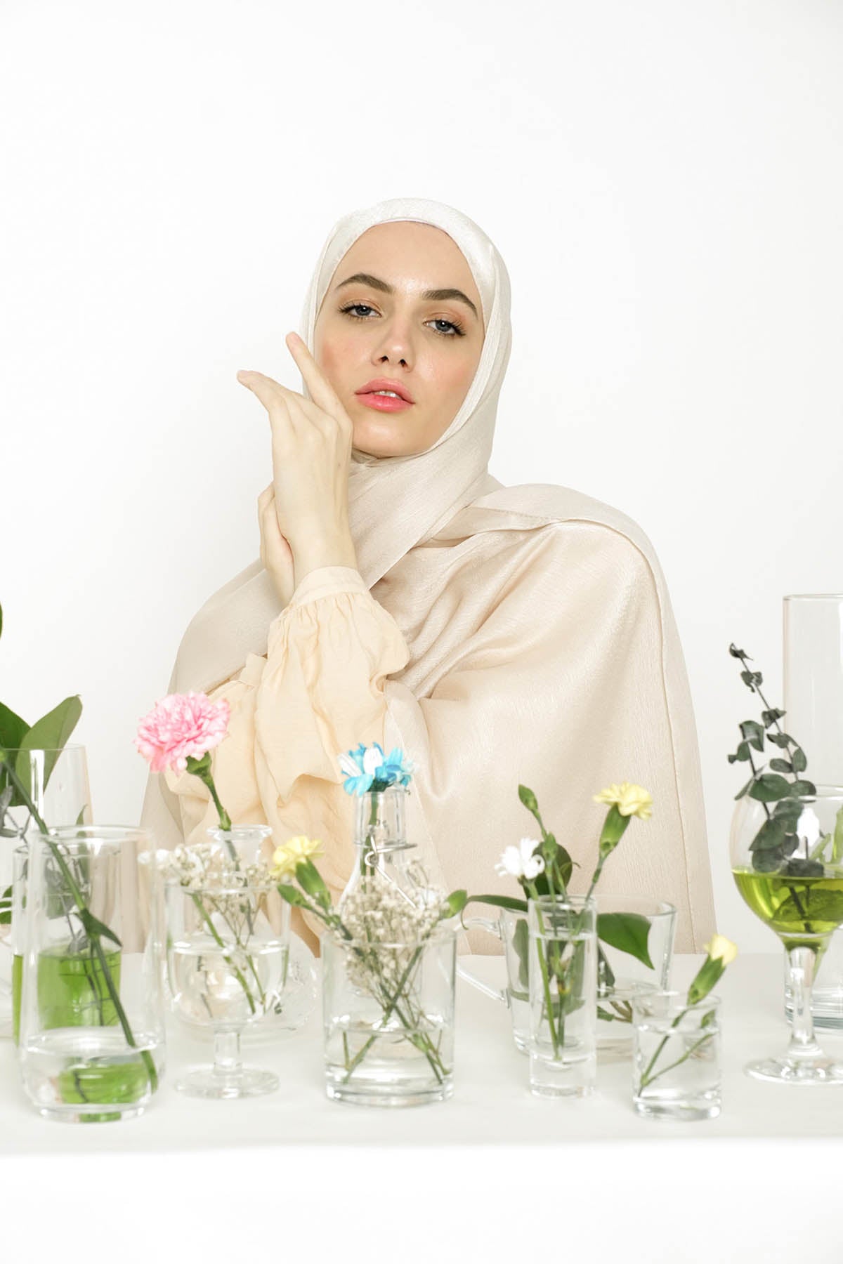 Satin Crepe Hijab in Satin Linen Color