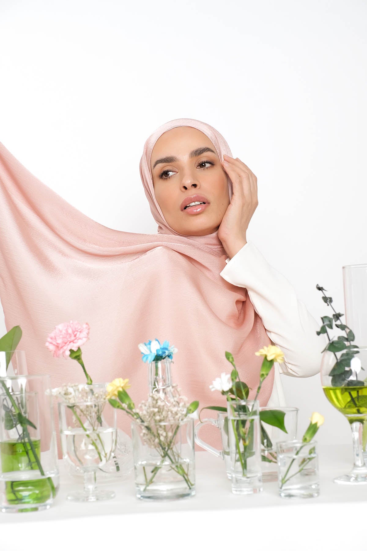 Satin Crepe Hijab in Clam Shell Color