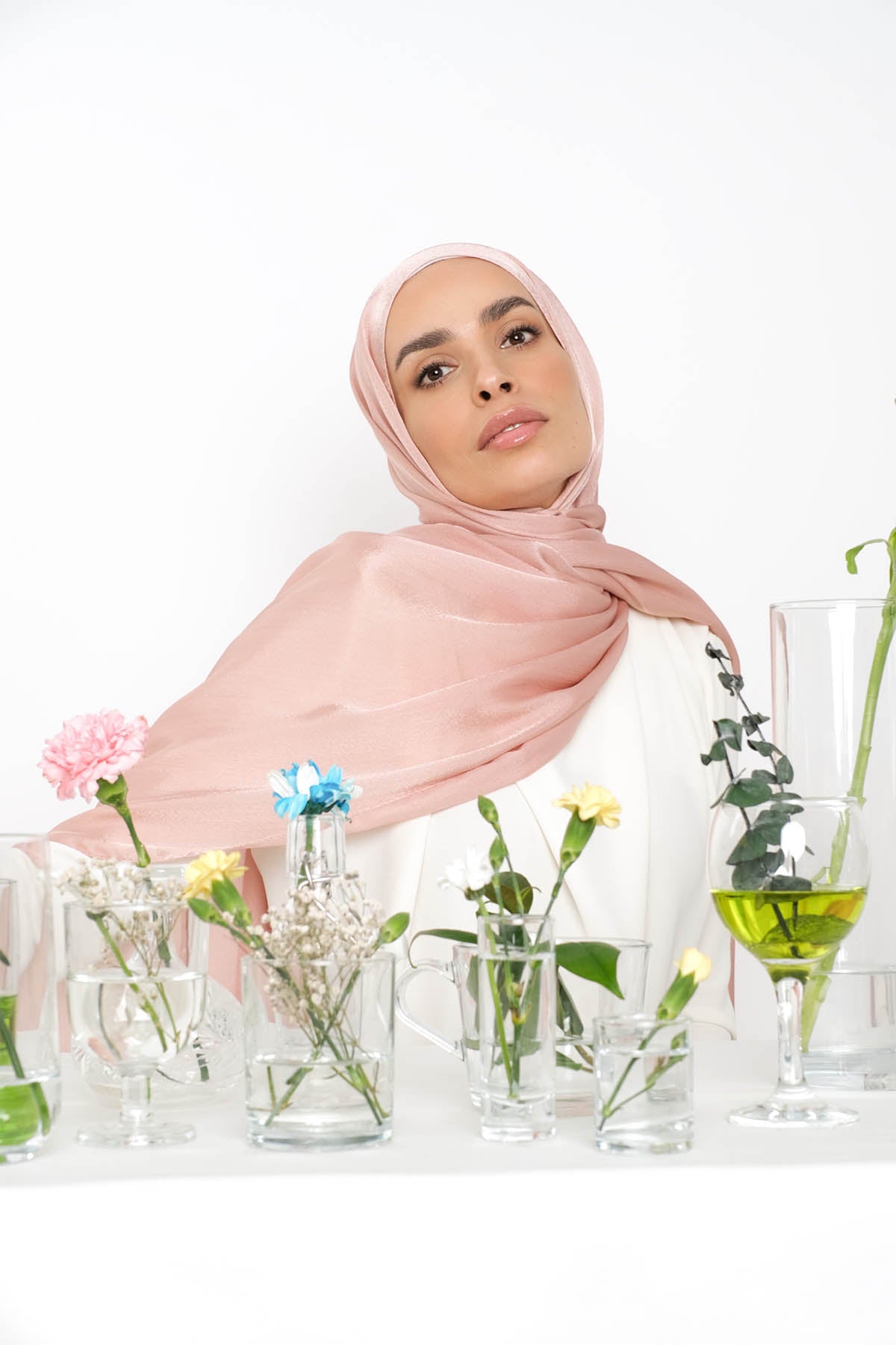 Satin Crepe Hijab in Clam Shell Color