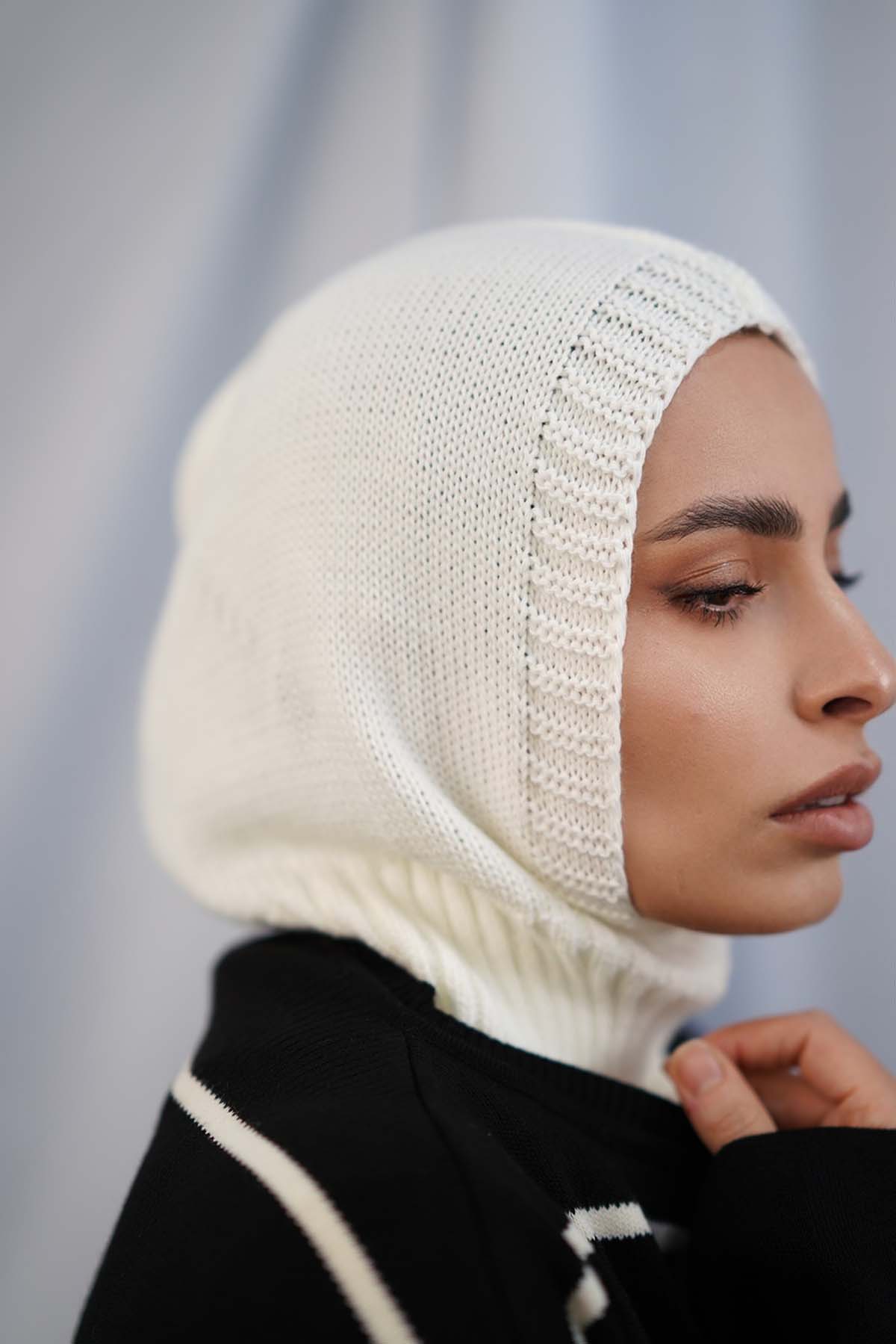 Balaclava Hijab in Off-White Color