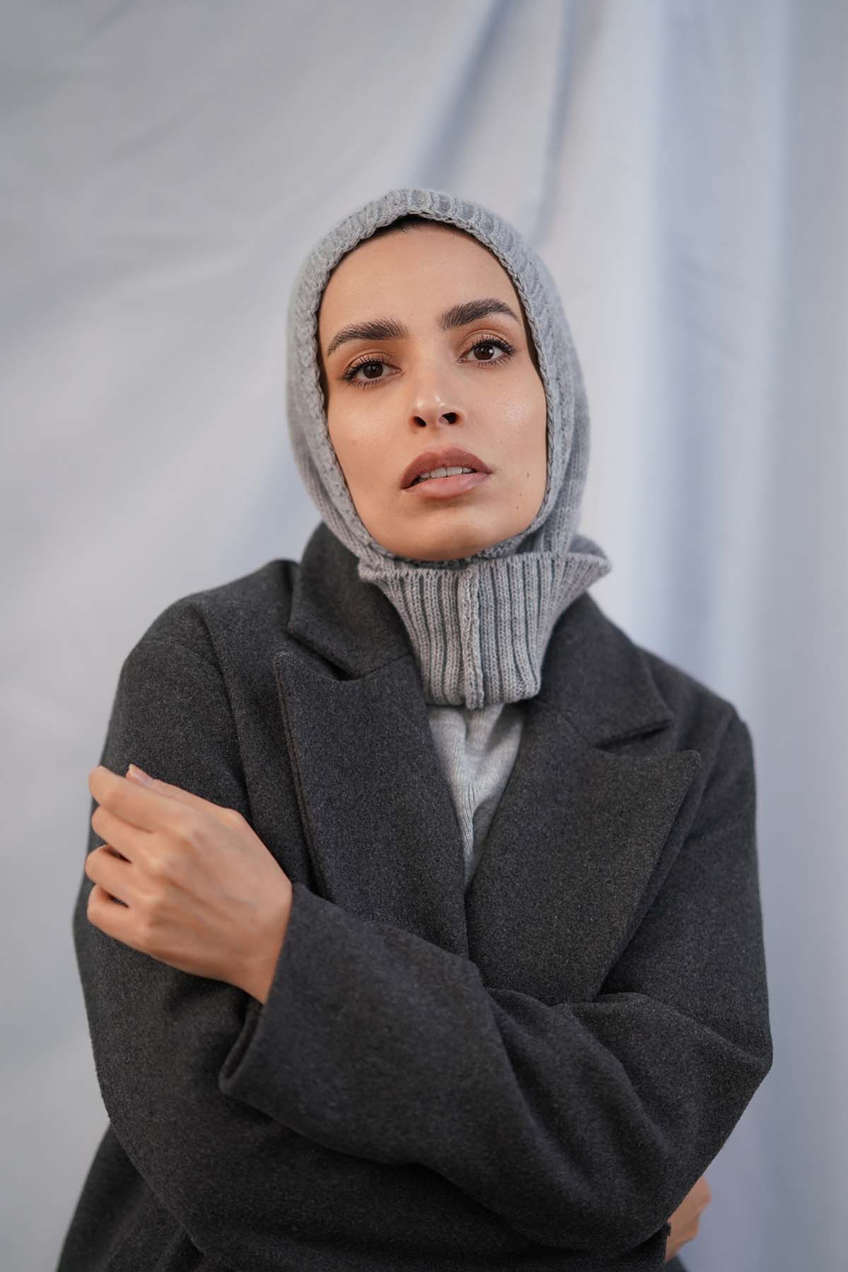 Balaclava Hijab in Gray Color