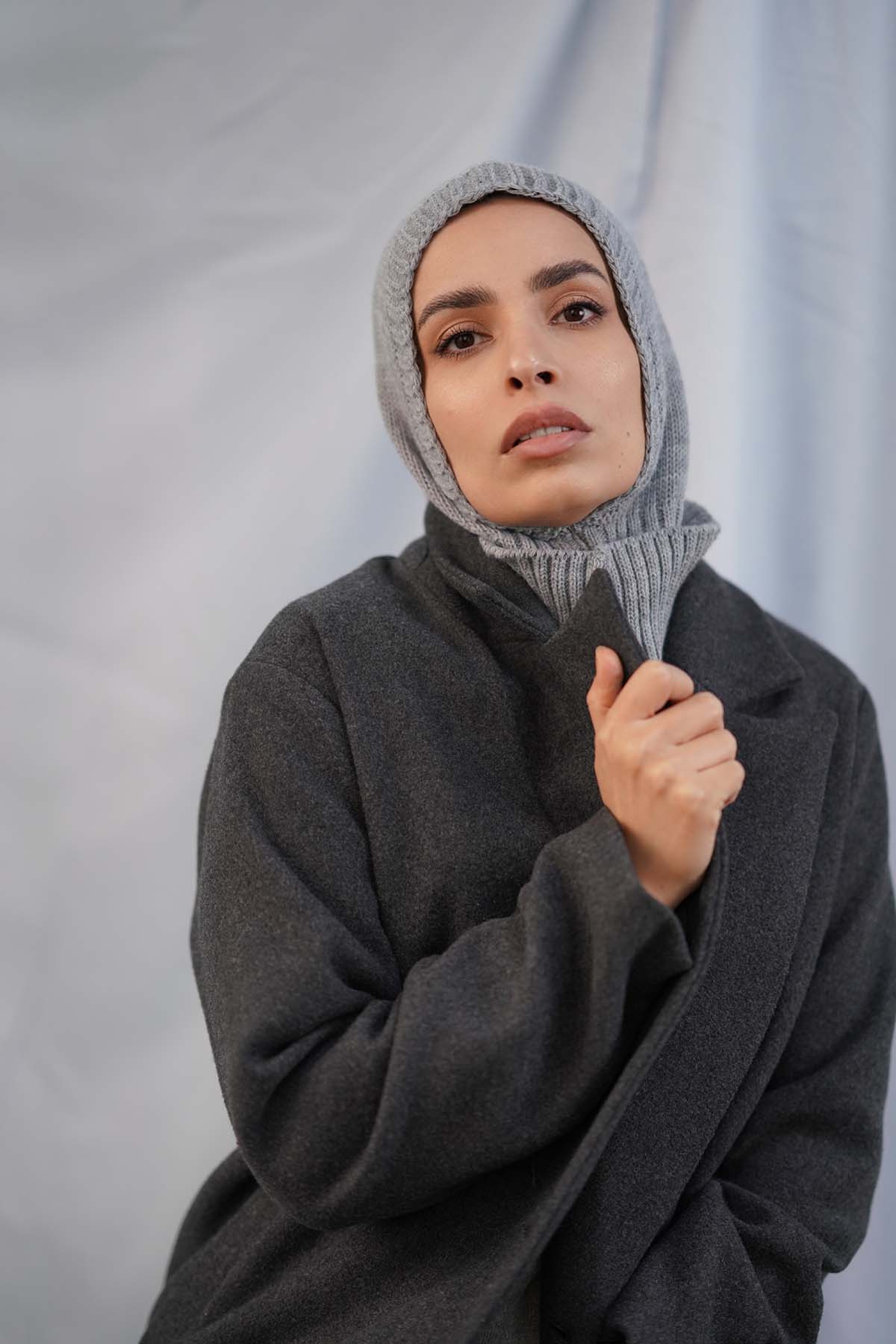 Balaclava Hijab in Gray Color