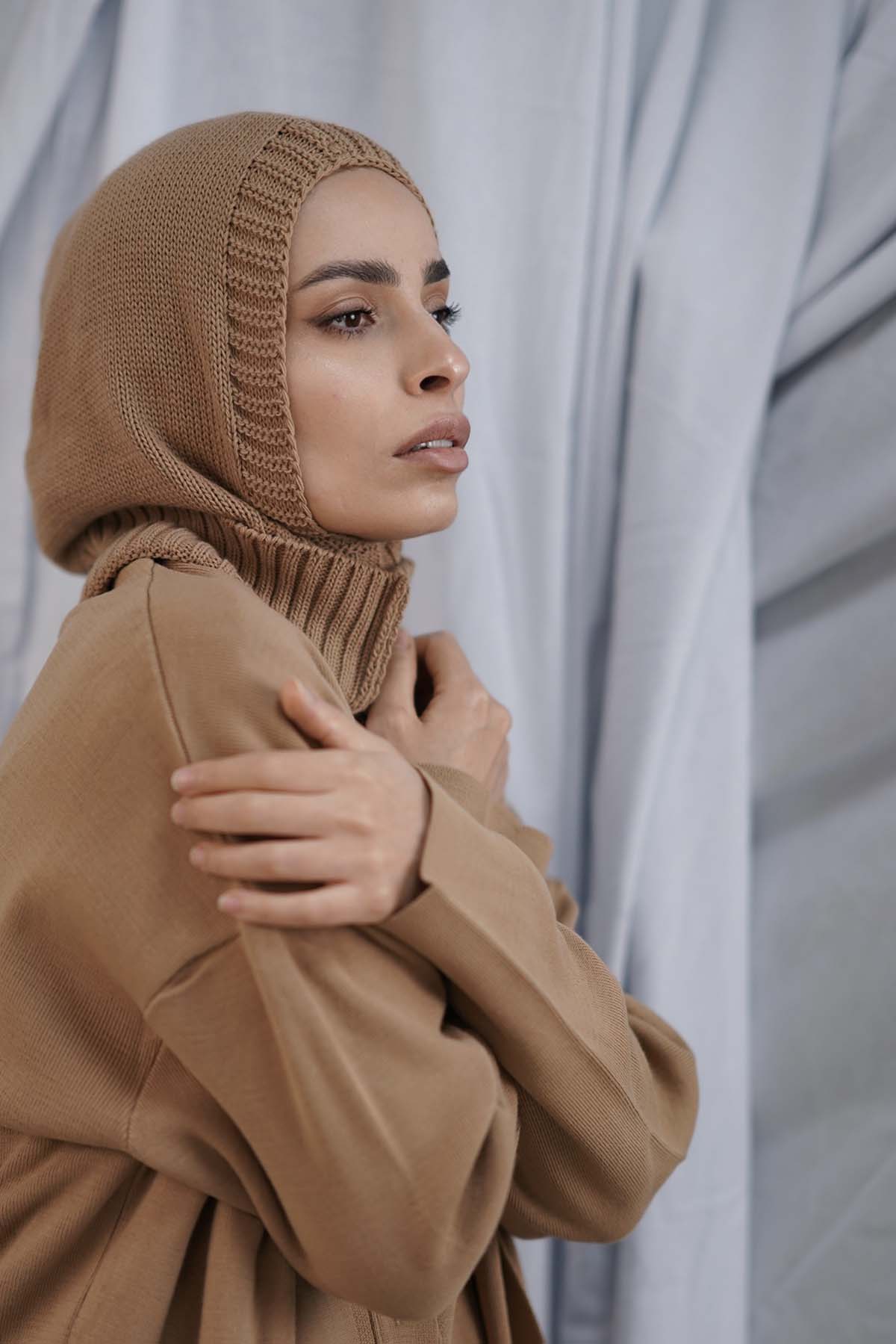 Balaclava Hijab in French Beige Color