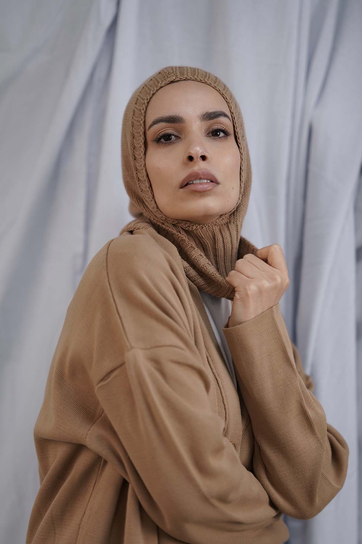 Balaclava Hijab in French Beige Color