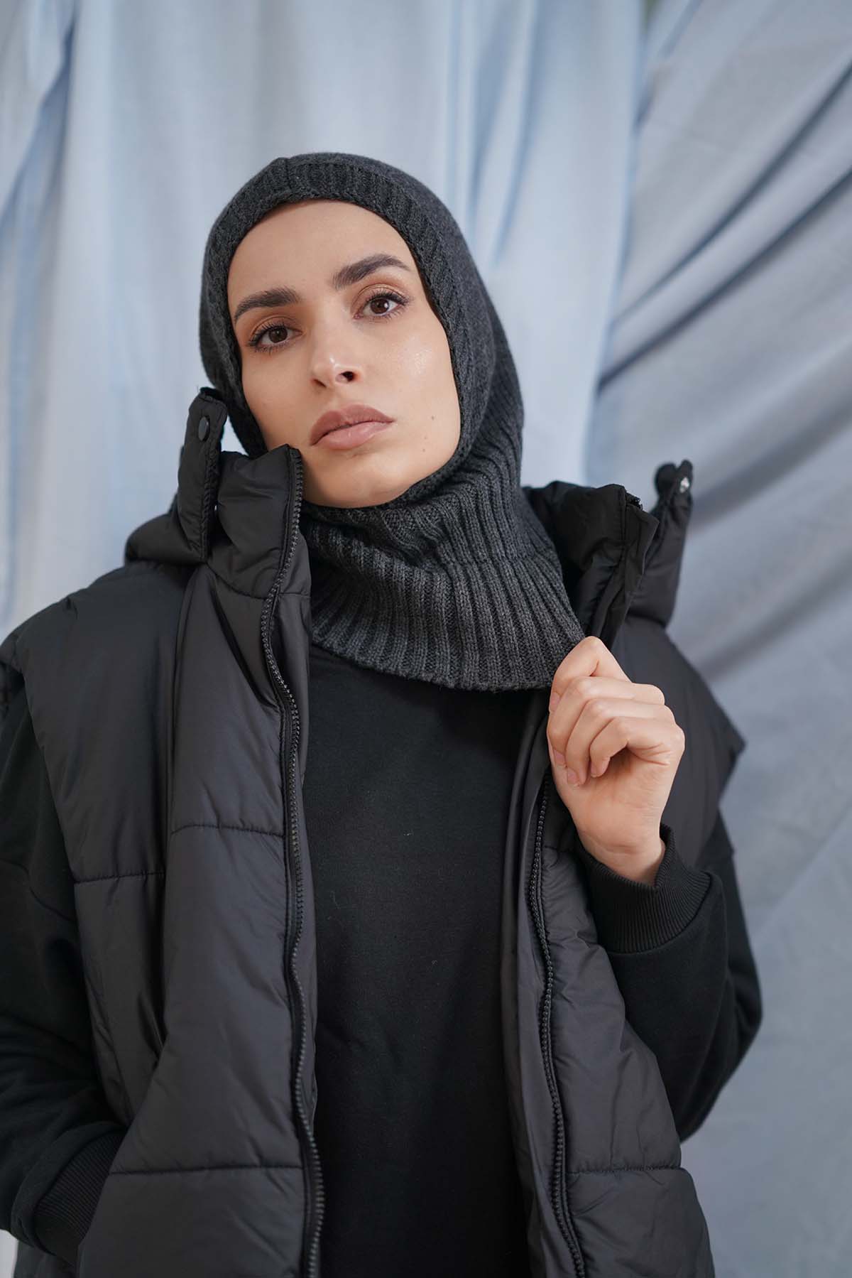 Balaclava Hijab in Dark Gray Color