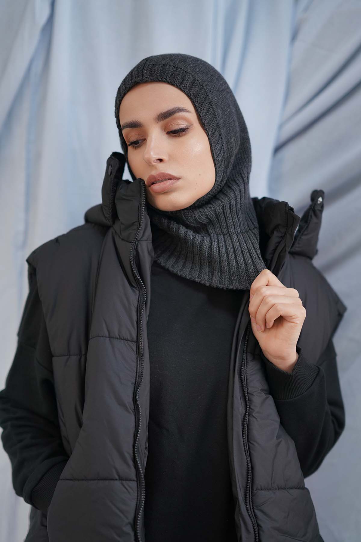 Balaclava Hijab in Dark Gray Color