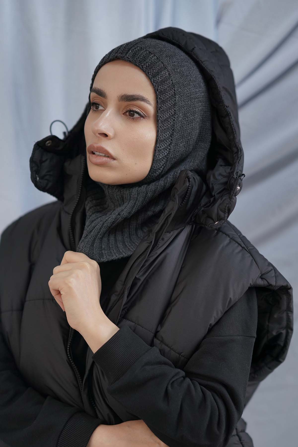 Balaclava Hijab in Dark Gray Color