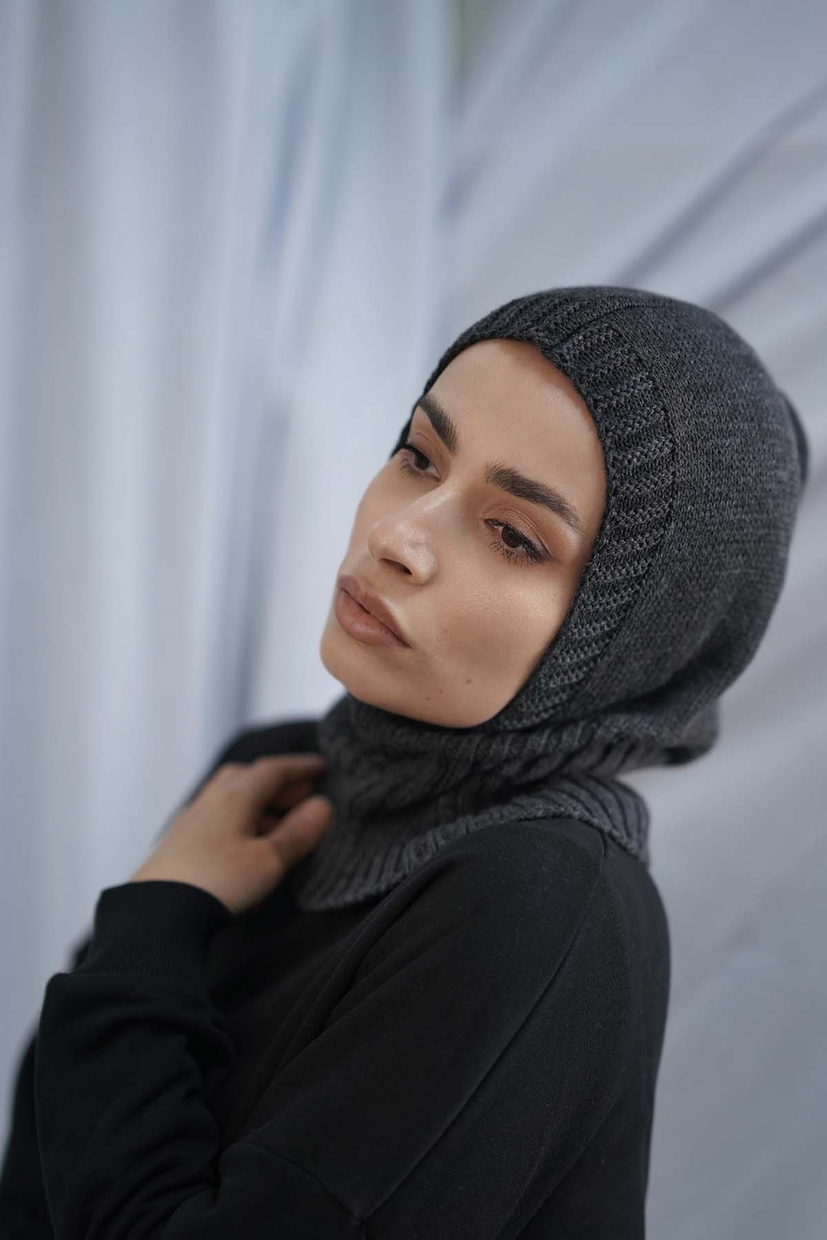 Balaclava Hijab in Dark Gray Color