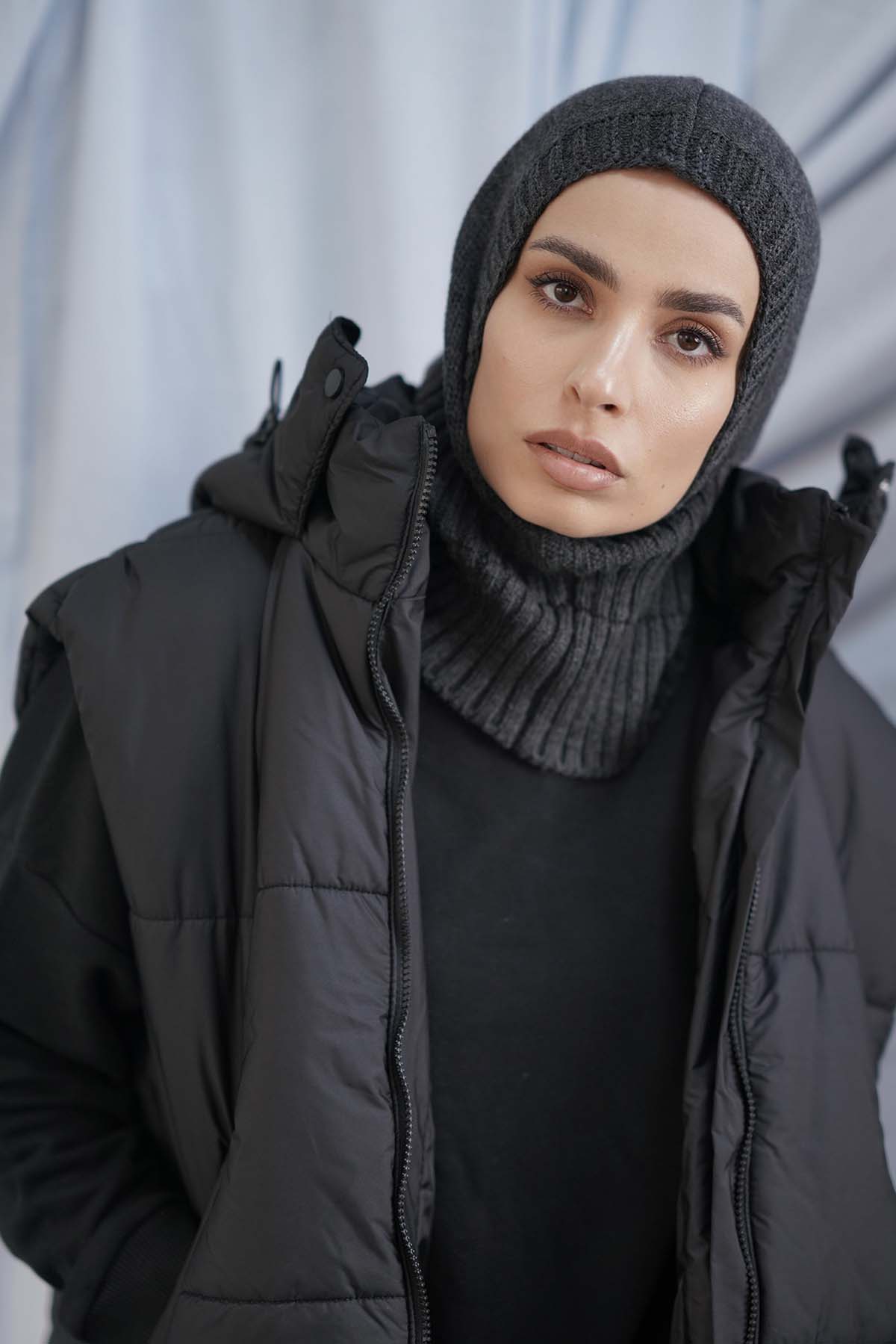 Balaclava Hijab in Dark Gray Color